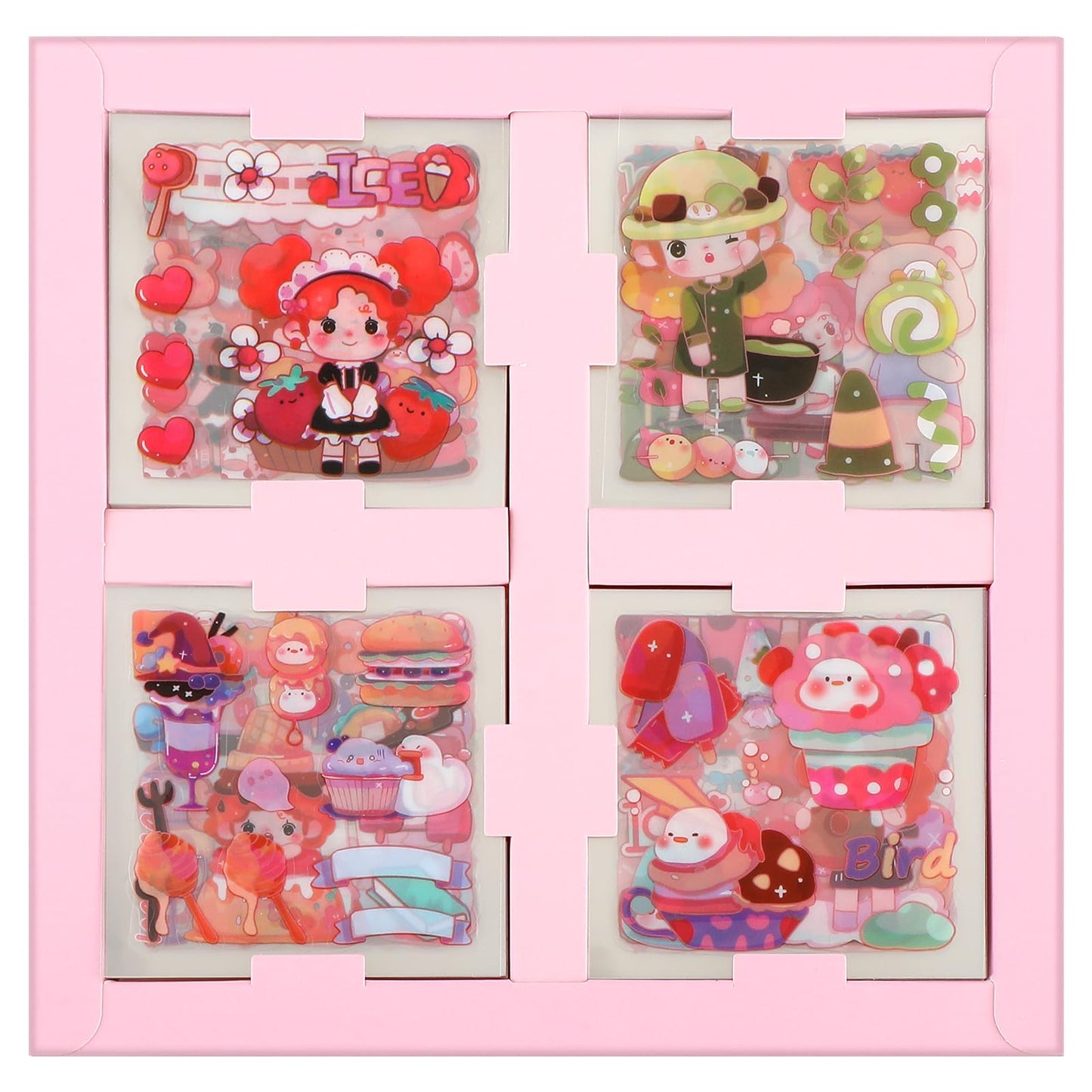 Amabro 100PCS Cute Cartoon Sticker, Kawaii Transparent Stickers PET Waterproof Water Bottle Sticker Decorative Self-Adhesive Decal for Scrapbooking DIY Skateboard Luggage Phone(Dessert Master)