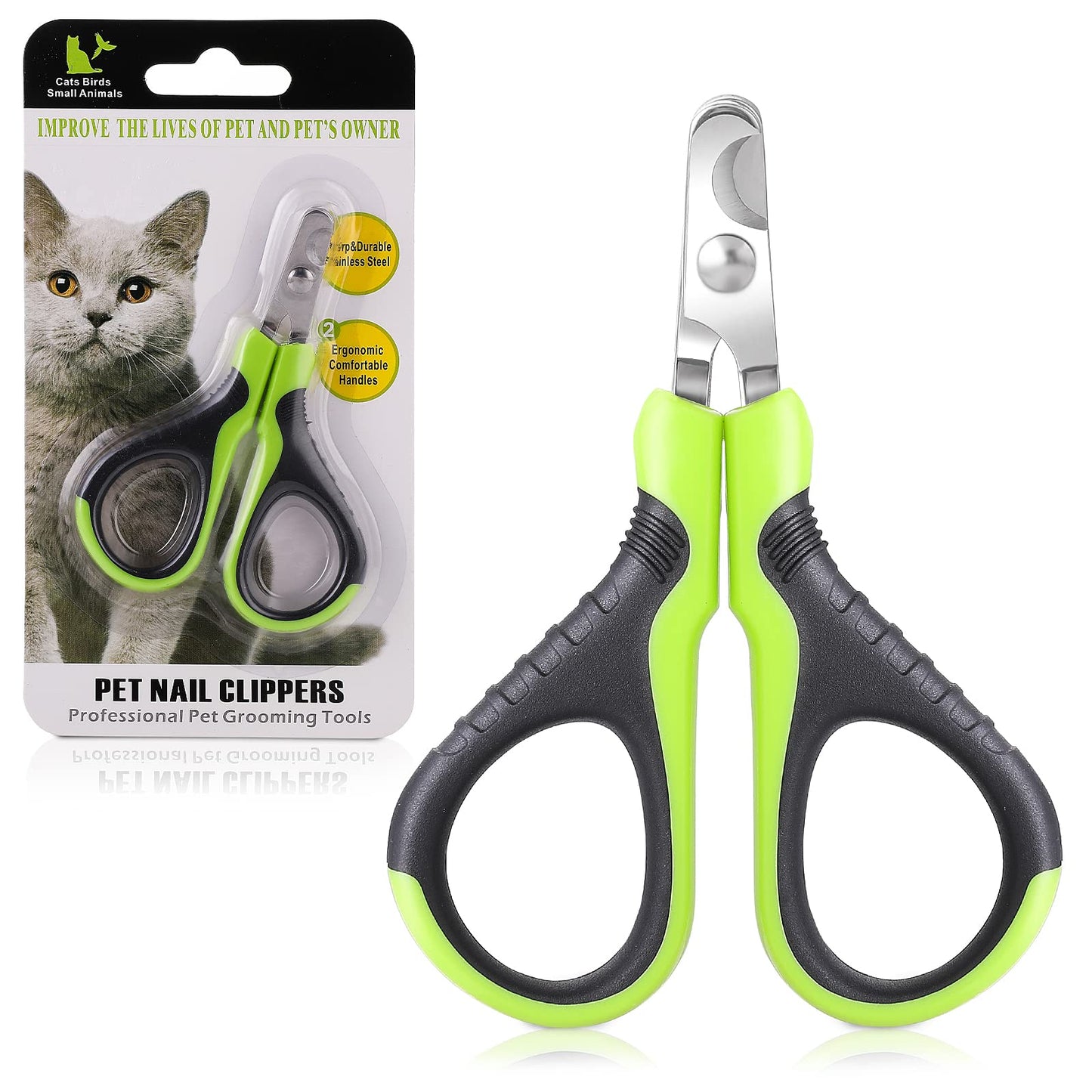 Molain Pet Nail Clippers, Dog Nail Clippers, Dog Nail File, Professional Pet Trimmer with Protective Guard and Safety Lock, Dog Claw Clippers for Dogs and Cats, Pet Paw Groomin(Green+Black)