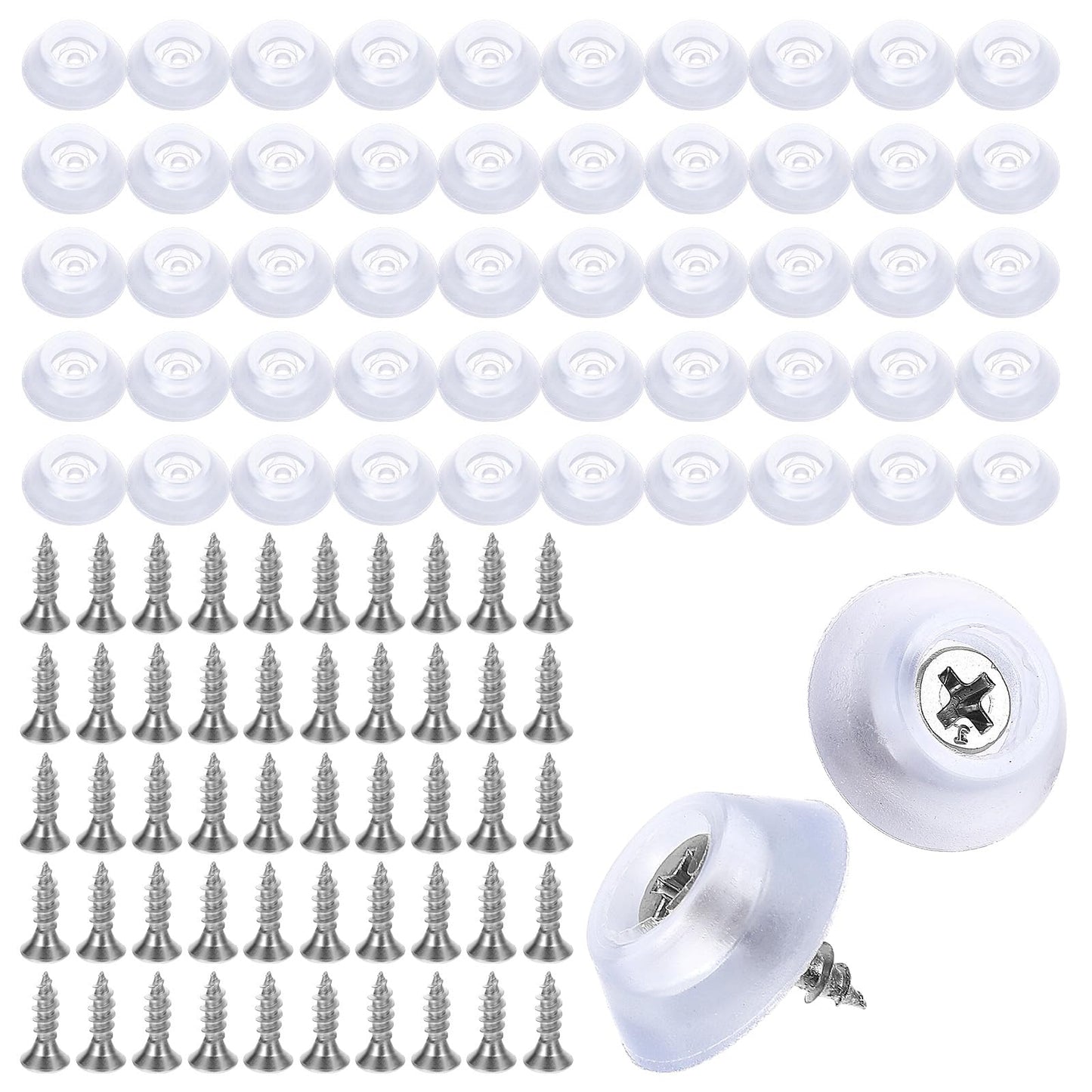 GEEHUA 50Pcs Rubber Feet for Cutting Board, Round Non-Slip Cutting Board Feet Bumpers Pads with Stainless Steel Screws Small Anti-Slip Legs Pad for Chopping Furniture Electronics Kitchen Appliances