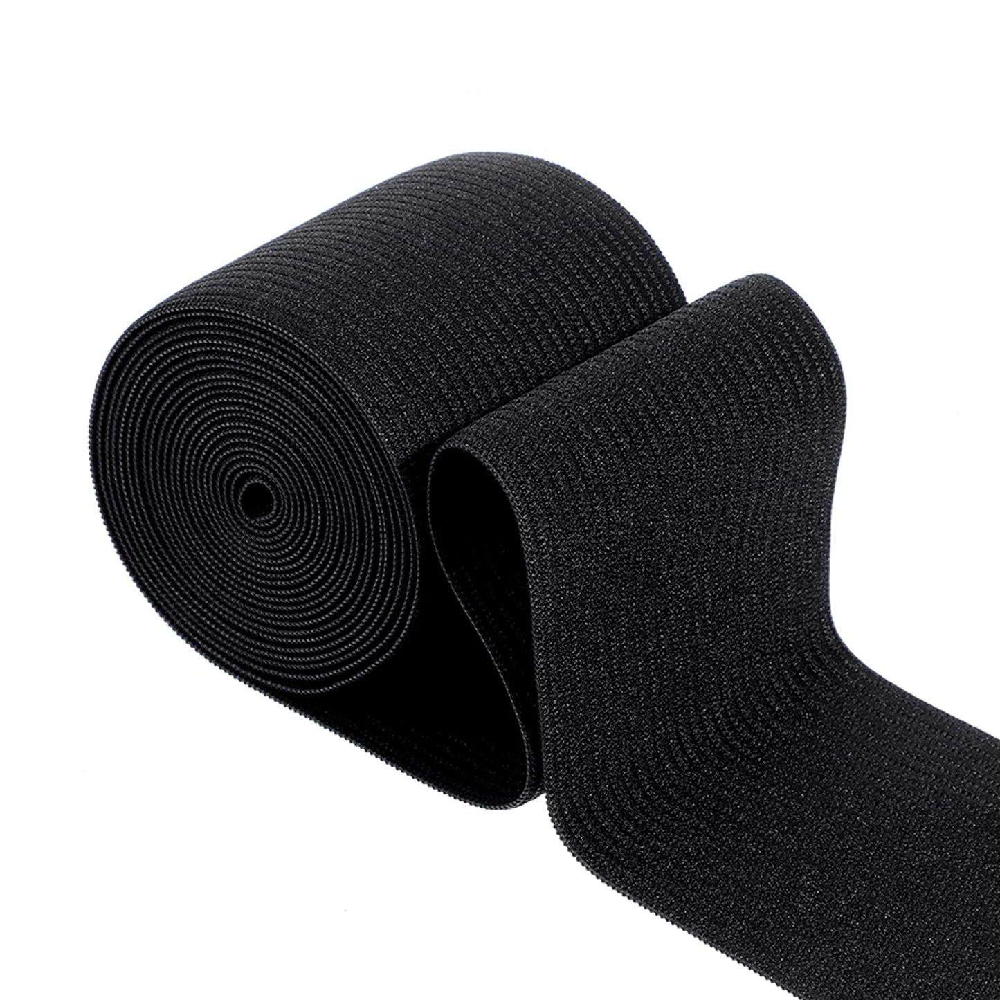 XLIUAX Elastic Band for Sewing, 3 Inch Wide Knit Elastic Band, 3 Yards Black Knitted Stretchy Straps for Sewing DIY Projects Crafts Waistbands Pants Waist Bedspread
