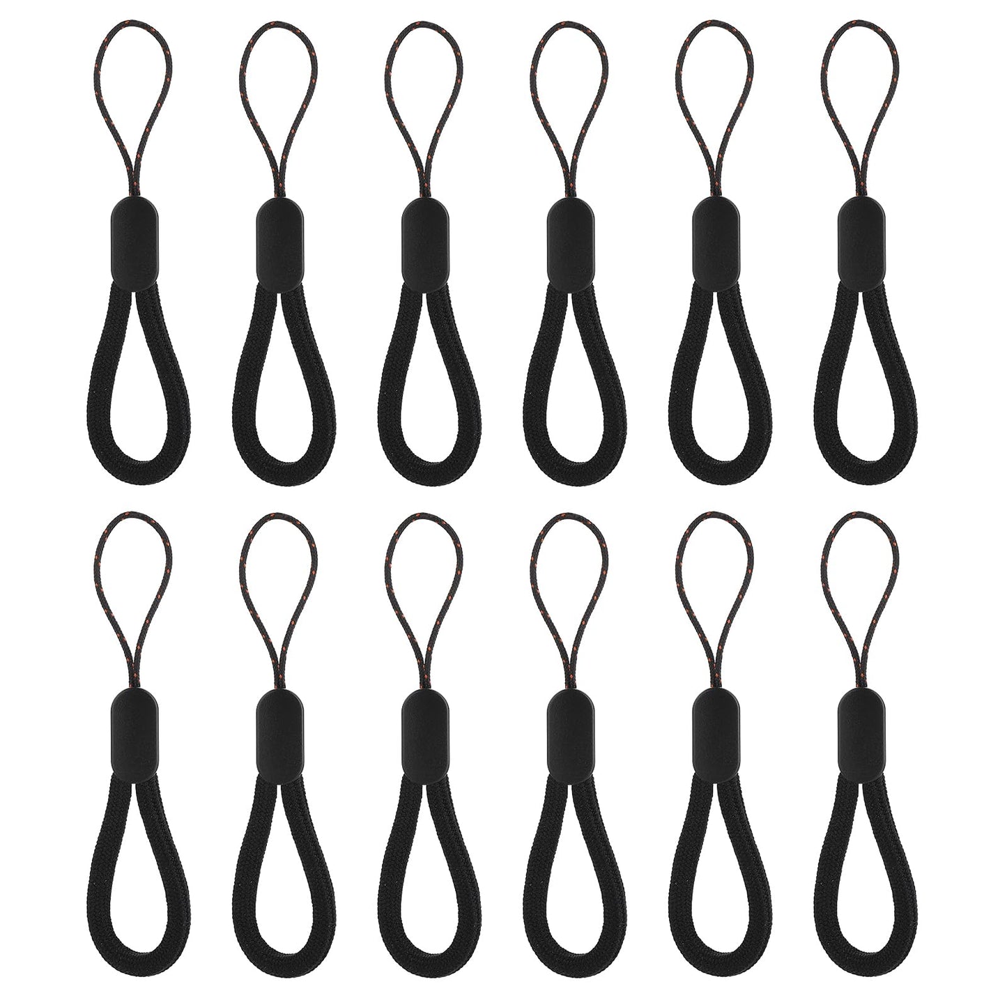 Cobee Finger Lanyard Small Wrist Strap, 4.72inch Adjust Finger Wrist Neck Lanyards Nylon Finger Strap Portable Finger Lanyard Hand Strap for Mobile Phone Camera Keys USB Flash Drives(Black, 12 Pcs)