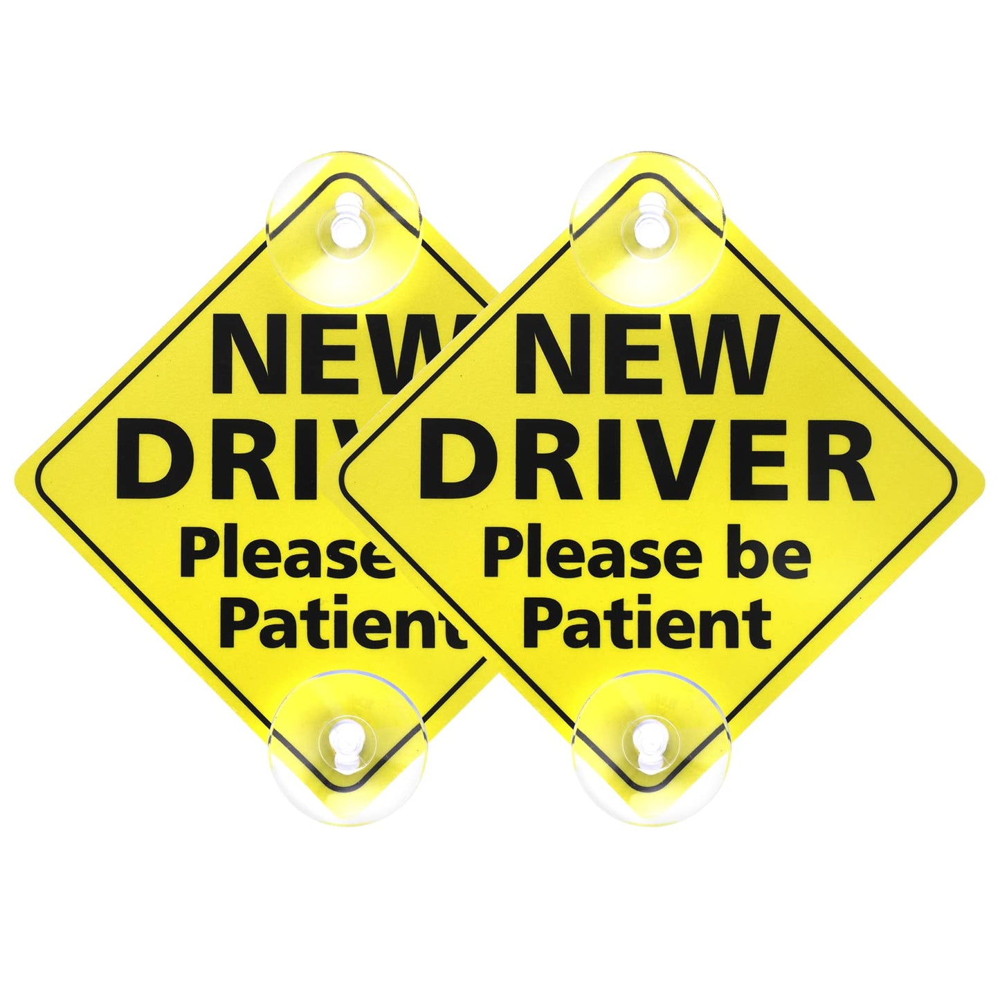 Cobee New Driver Sign, 2pcs Please Be Patient Car Window Signs with Suction Cups Car Vehicle Reflective Sign Sticker Bumper Student Driver Sign Student Driver Window Cling Beginner Rookie Car Signs
