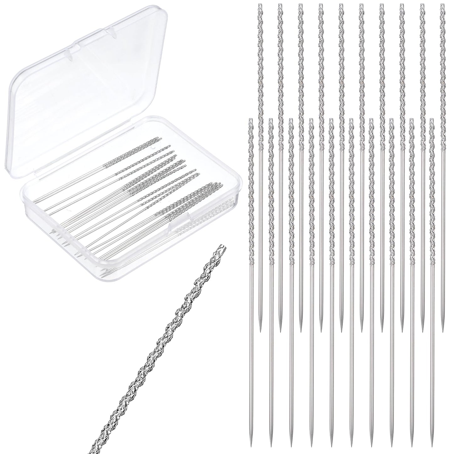 TIESOME 20 PCS Snag Nab It Tool, 2.4 x 0.03 Inch Snag Repair Tool with Case Woven and Knits Sewing Stitching Needle Tools Leather Craft Sewing Needles for Garments Drapes