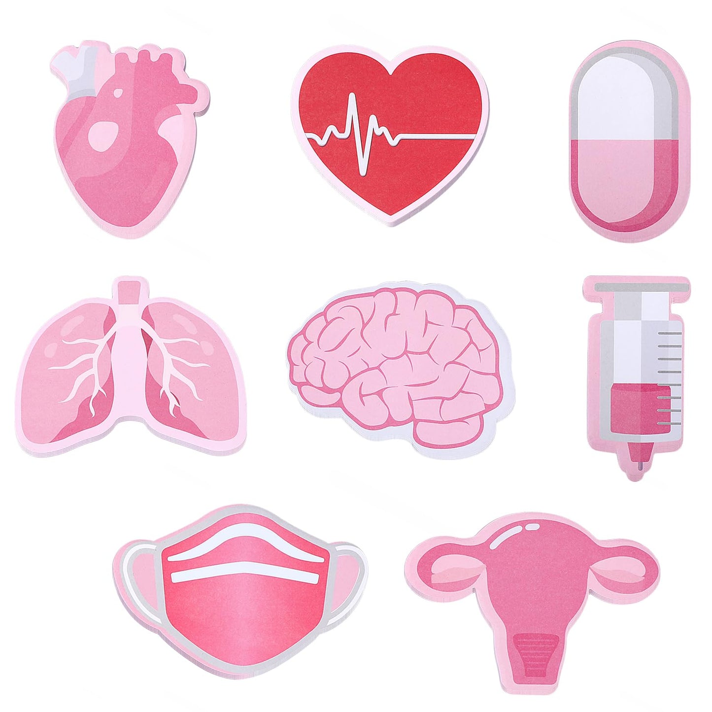 TIESOME Large Funny Nurse Sticky Notes, 8 Pack Nursing Self Stick Note Pads Medical Themed Cute Memo Pads Pink Notepads Booklet Nurse Gifts for Hospital School Stationary Supplies
