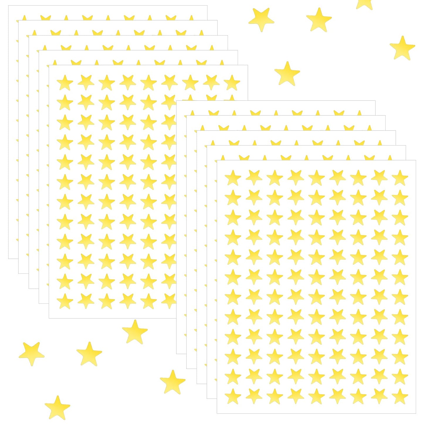 Yuanchu 5440 Pieces/50 Sheets Star Stickers, 8 mm Small Gold Foil Stickers, Stars Self-Adhesive Stickers, Stars Reward Stickers for Children, Teachers, Students, Scrapbooking, DIY Greeting Cards
