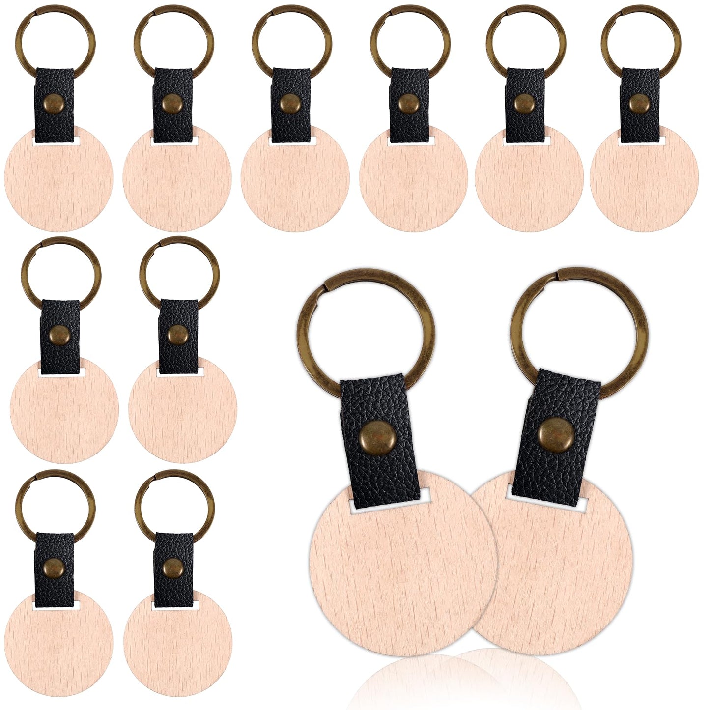 Giantree 12 Pieces Blank Wooden Key Chain, Circle Wood Blanks for Key Chains, Blanks Laser Engraving Blanks Wood Blanks Key Chain Bulk Unfinished Wooden Key Ring Key Tag for DIY Gift Crafts (Round)
