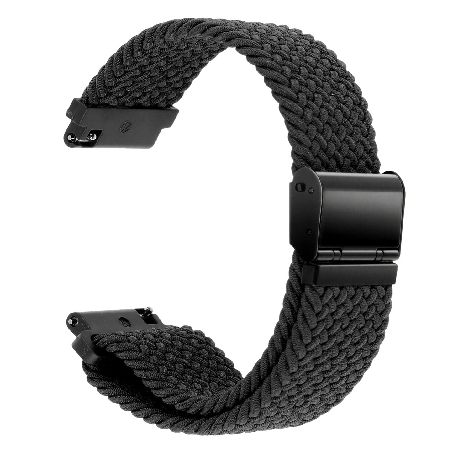 Amabro Woven Nylon Watch Strap, Braided Elastic Watch Strap Adjustable Sport Wrist Watch Band with Black Stainless Steel Buckle Quick Release Watch Replacement Bracelet for Men Women(18mm, Black)