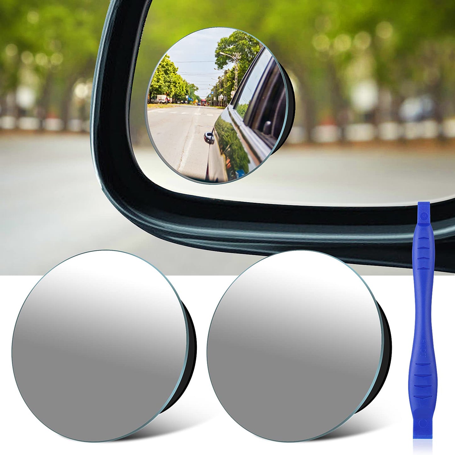 cobee Blind Spot Mirror, 2 Packs - 2 Inch Round Rear View Convex Mirrors Adjustable HD Glass Blind Spot Car Mirror Wide Angle Rearview Convex Side Interior/Exterior Mirrors for Car SUV Trucks