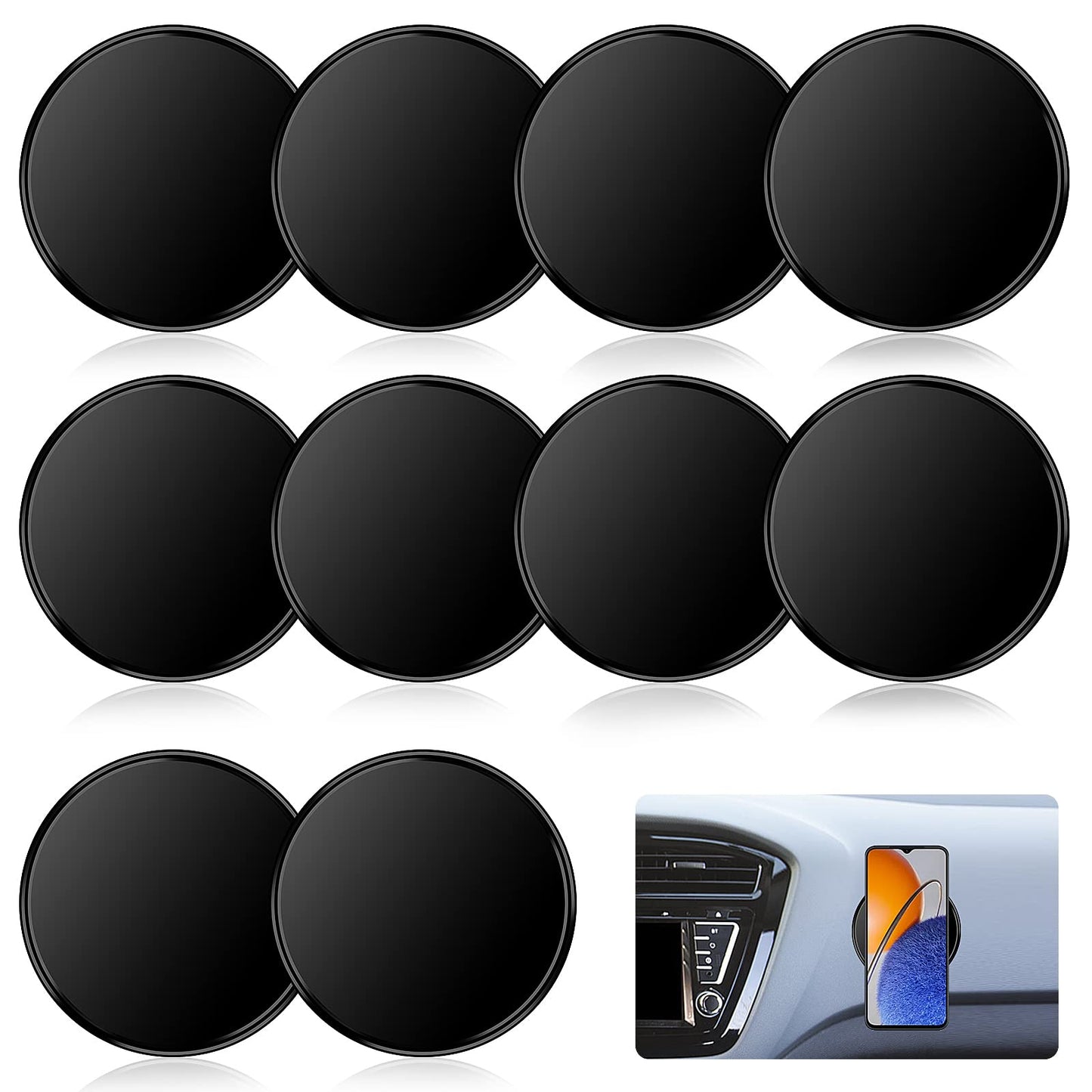 cobee Car Dashboard Non Slip Mats, 10 PCS Self Adhesive Car Dashboard Sticky Pad Washable Reusable Sticky Gel Pad Silicone Gel Car Interior Mat for Holding Phone Key GPS Sunglass Coin(3.1" x 3.1")