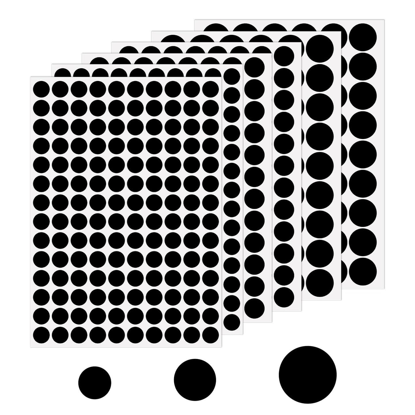 Giantree 580Pcs Self-Adhesive Screw Hole Stickers, Black Screw Covers Caps Dustproof Sticker PVC Cover Caps Waterproof Screw Covers for Wall Cabinets Bookcase Desk Screws Furniture Repairing 3 Size