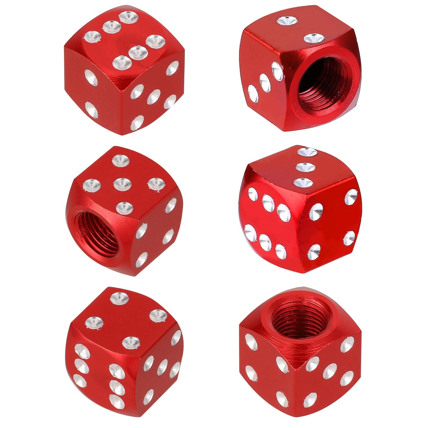 JIEYAO 6 Pcs Dice Tire Valve Stem Caps, Air Valve Caps for Car Tires, Aluminium Alloy Leak-Proof Tire Cap Dustproof Duck Tire Valve Caps Universal Auto Exterior Accessories for Cars SUVs Trucks