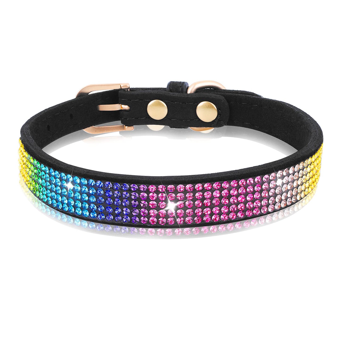 Colorful Rhinestone Dog Collar, Bling Dog Collar, Sparkling Crystal Pet Collar, Cat Rhinestone Collar, Adjustable Diamond Puppy Collar,Soft Leather Collar for Small Medium Large Dogs Cats Puppy Kitten