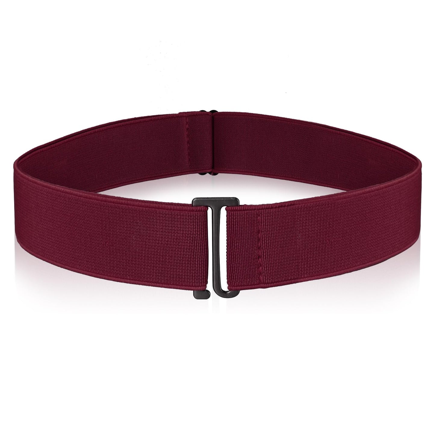 cobee Women Invisible Belts, Women Stretch Belt Adjustable Elastic Belt with Flat Buckle No Show Waist Belts for Jeans Pants Dresses (Wine Red)