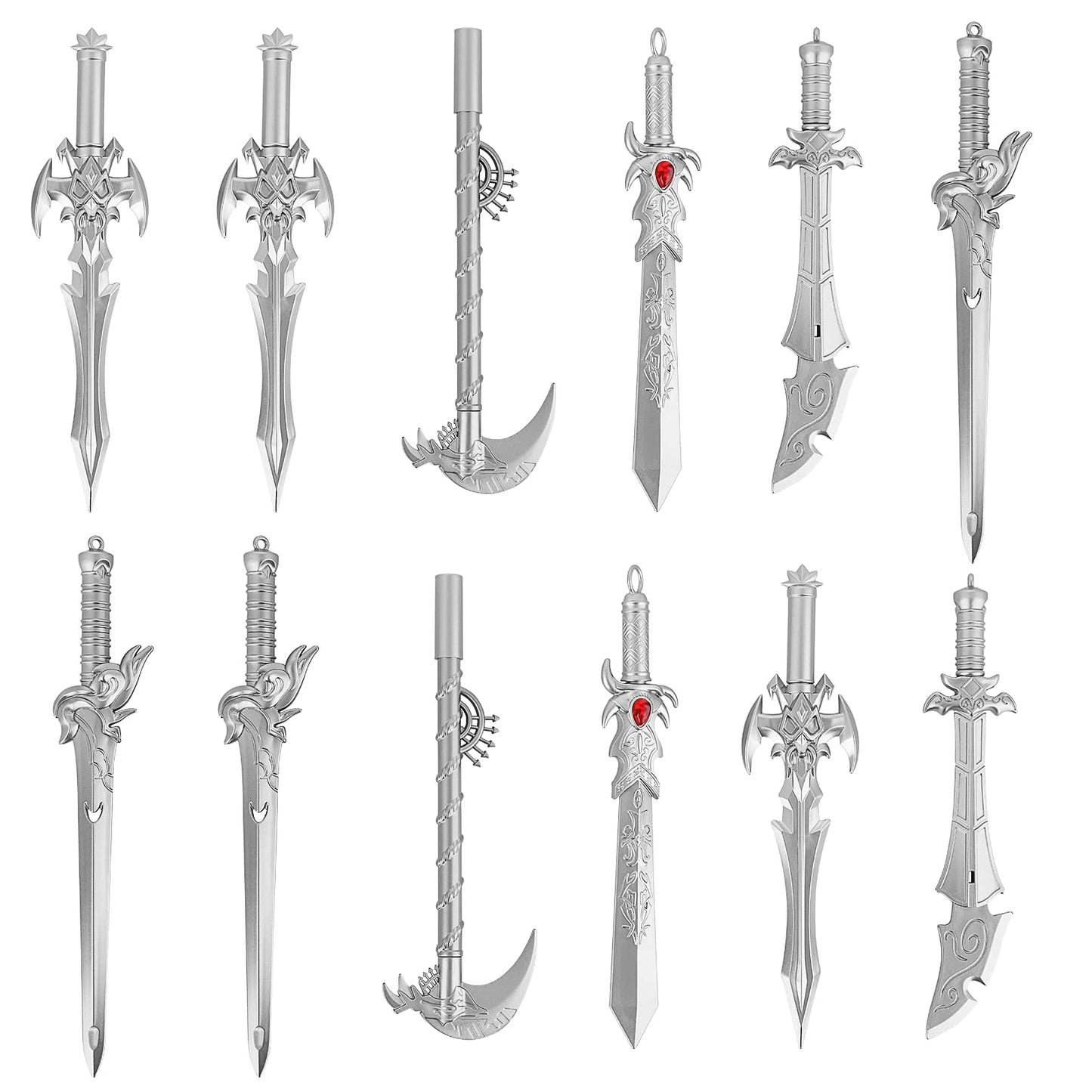 cobee Novelty Sword Pens,12 Pieces Cool Rollerball Pens 0.5 mm Gel Ink Pens Fun Ballpoint pen Party Favor for Home School Office Reward Gift(Silver)