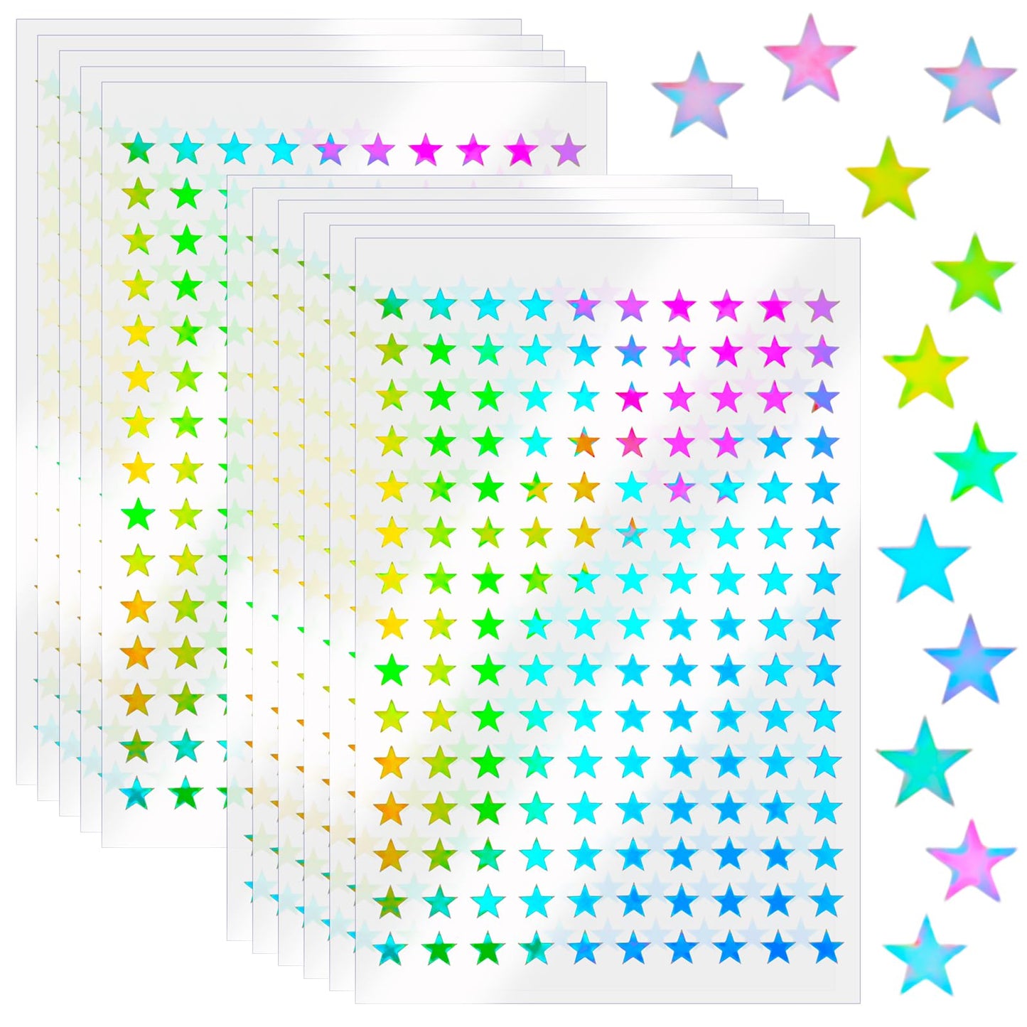 Giantree 1650Pcs Self-Adhesive Star Stickers, Small Stars Stickers for Kids Reward Chart Laser Star Stickers Cute Watercolor Star Stickers for Home DIY Office Classroom Reward (Five-pointed Star)