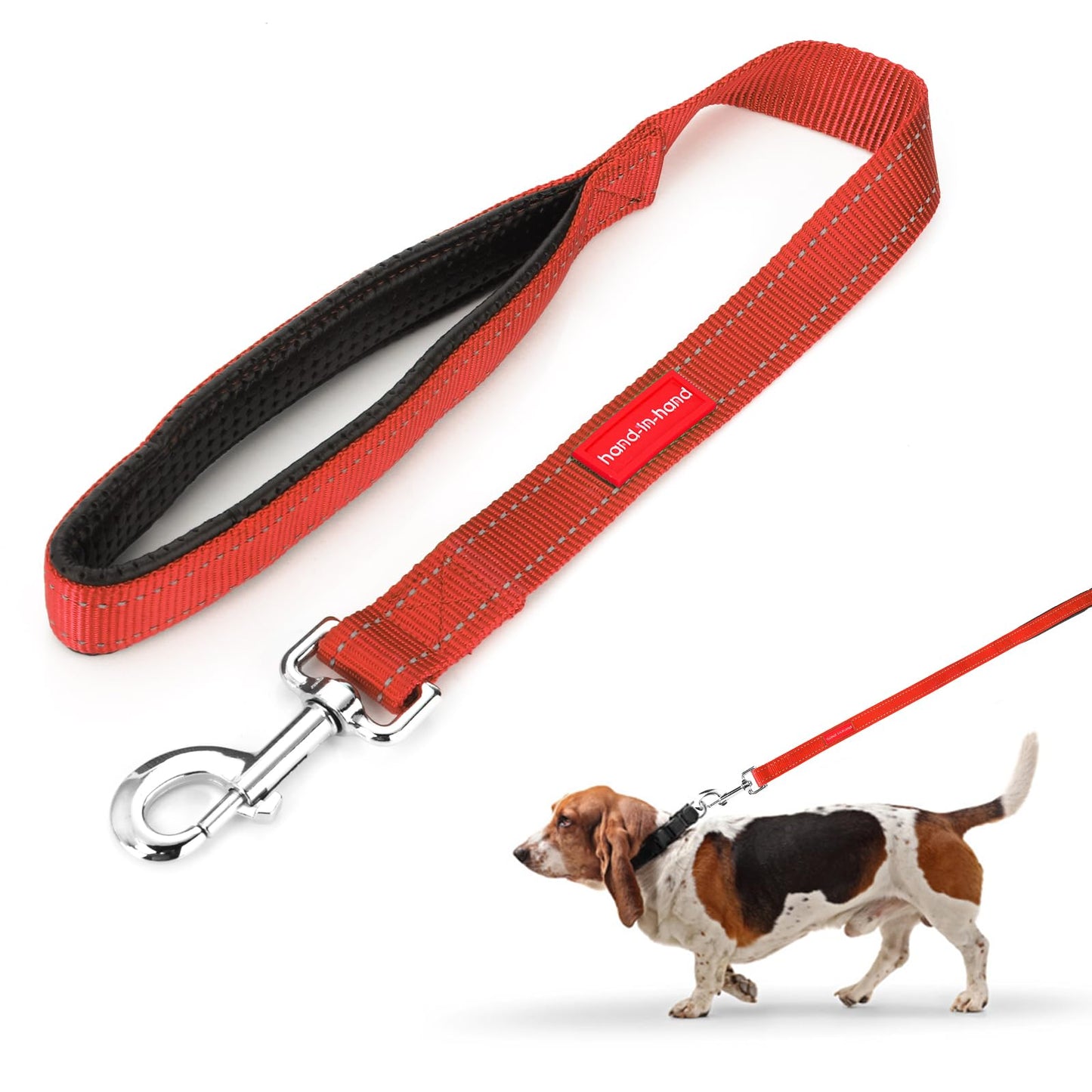 simarro Heavy Duty Dog Leash, Reflective Safety Training Leash for Medium & Large Dogs, 2.5cm x 60cm, Red