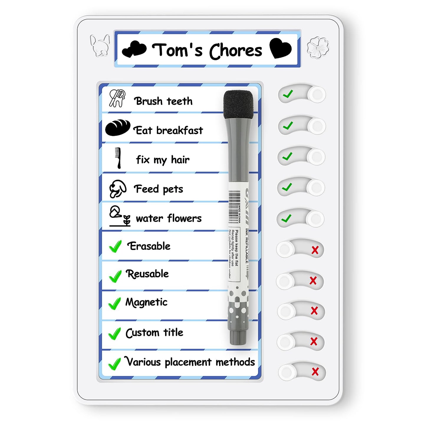 Giantree Erasable to Do Chart, Chore Checklist Boards for Kids Daily Checklist Reusable to Do List Pad Task Planning Board with 10 Sliders Suitable for Office, Home, School, Hospital