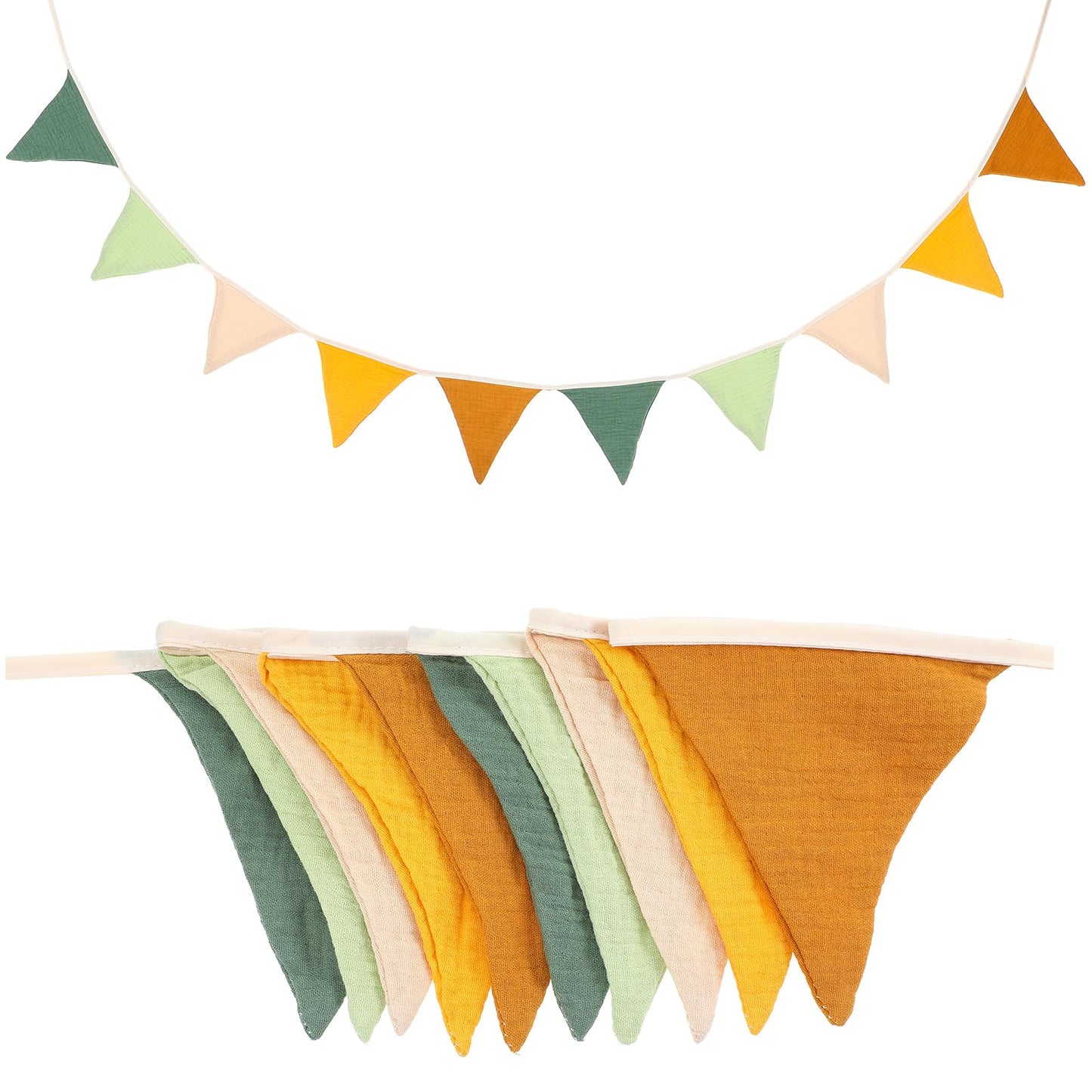Yuanchu Flag Garland for Children's Room, 300 x 14 cm, Hanging on Both Sides Fabric Home Bed Decoration, Wall Decoration, Muslin, Long Garland Children's Bed, Girls, Gift, Boys Outdoor