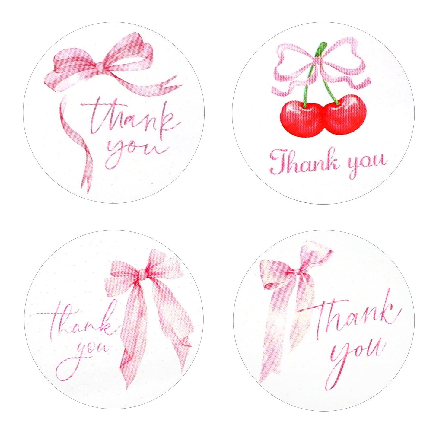 Yuanchu 400 Pcs 2 Inch Pink Bow Thank You Stickers, 4 Styles Design Self-Adhesive Thank You Labels for Baby Shower Small Business Party Favors Envelopes Gift Packaging