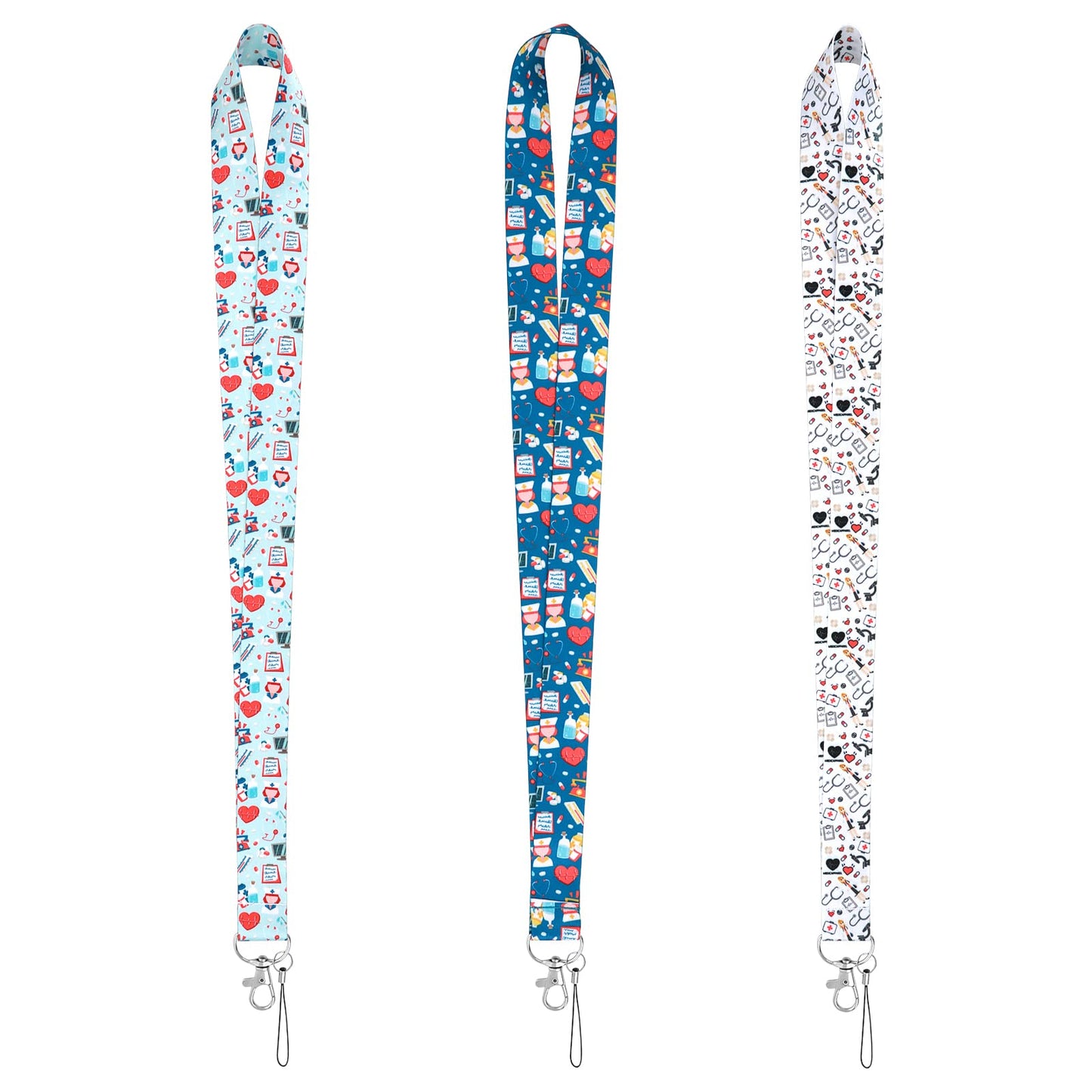 cobee ID Lanyards Strap Badge Lanyards Key Lanyard Cute Pattern Lanyard for Phone, Bag, ID Card Holder Keychain Lanyard for Women, Men, Nurse, Doctor(3 Pcs, Nurse & Medical Devices Series Lanyard)