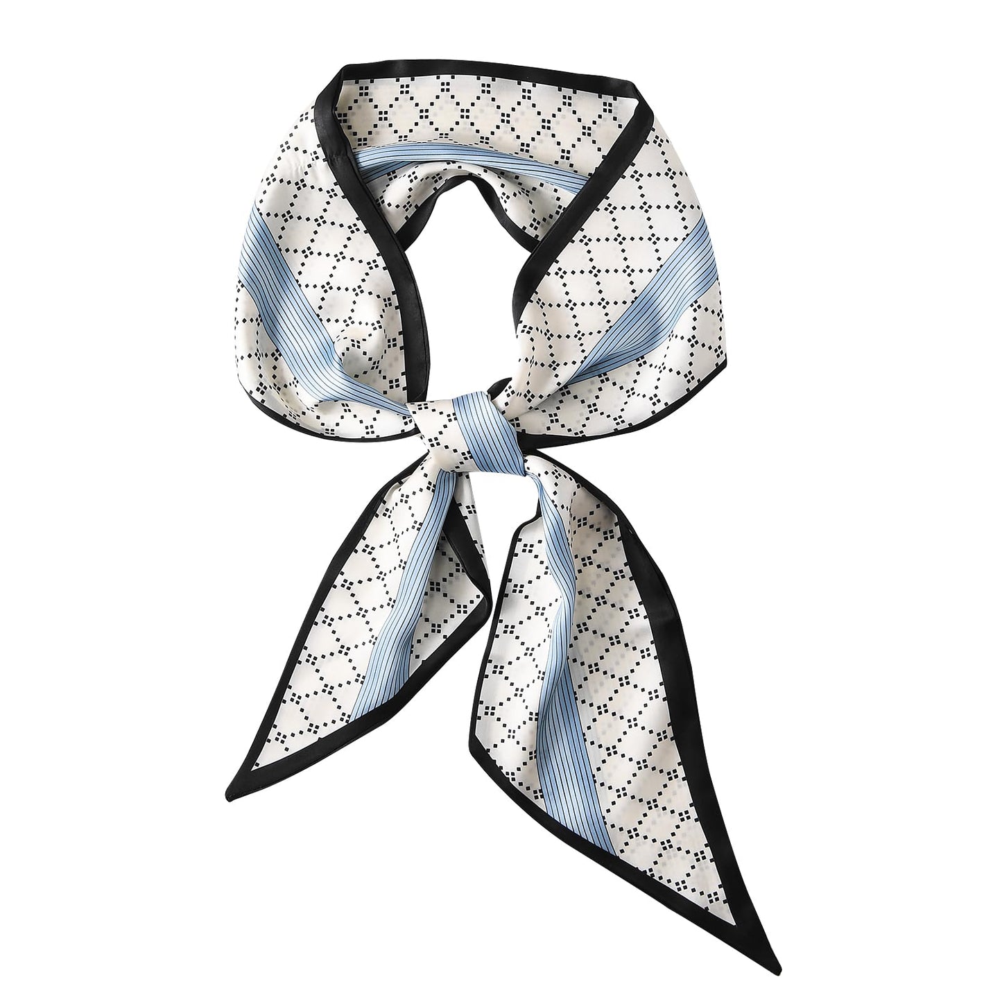 Giantree Satin Scarf for Women, Exquisite Printed Double Layer Headscarf Beveled Small Scarf Beach Head Scarves Wraps Scarf for Hair Wrapping at Night Handbag Accessories 55.11"x5.12" (Style 2)