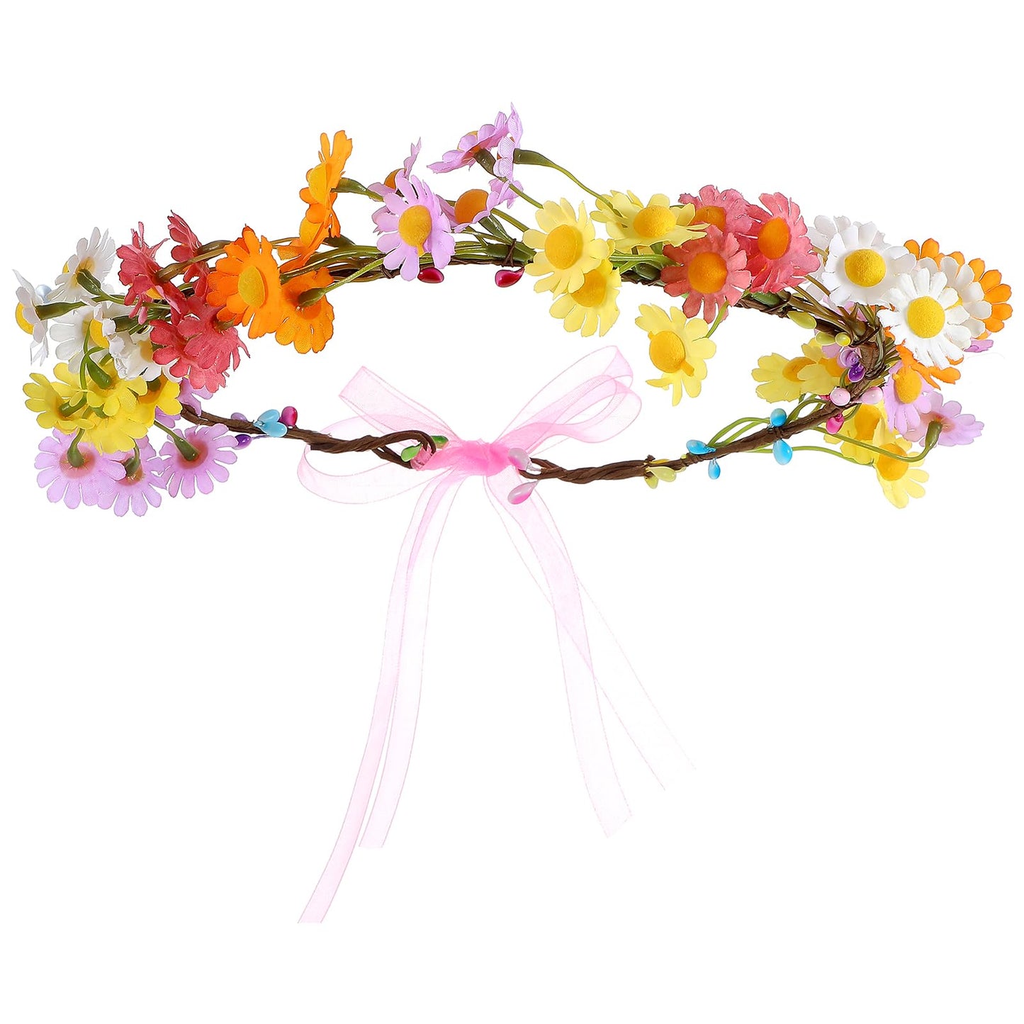 Yuanchu Flower Crown for Girls Forest Fairy Hair for Women Artificial Flowers Wedding Boho Silk Flowers