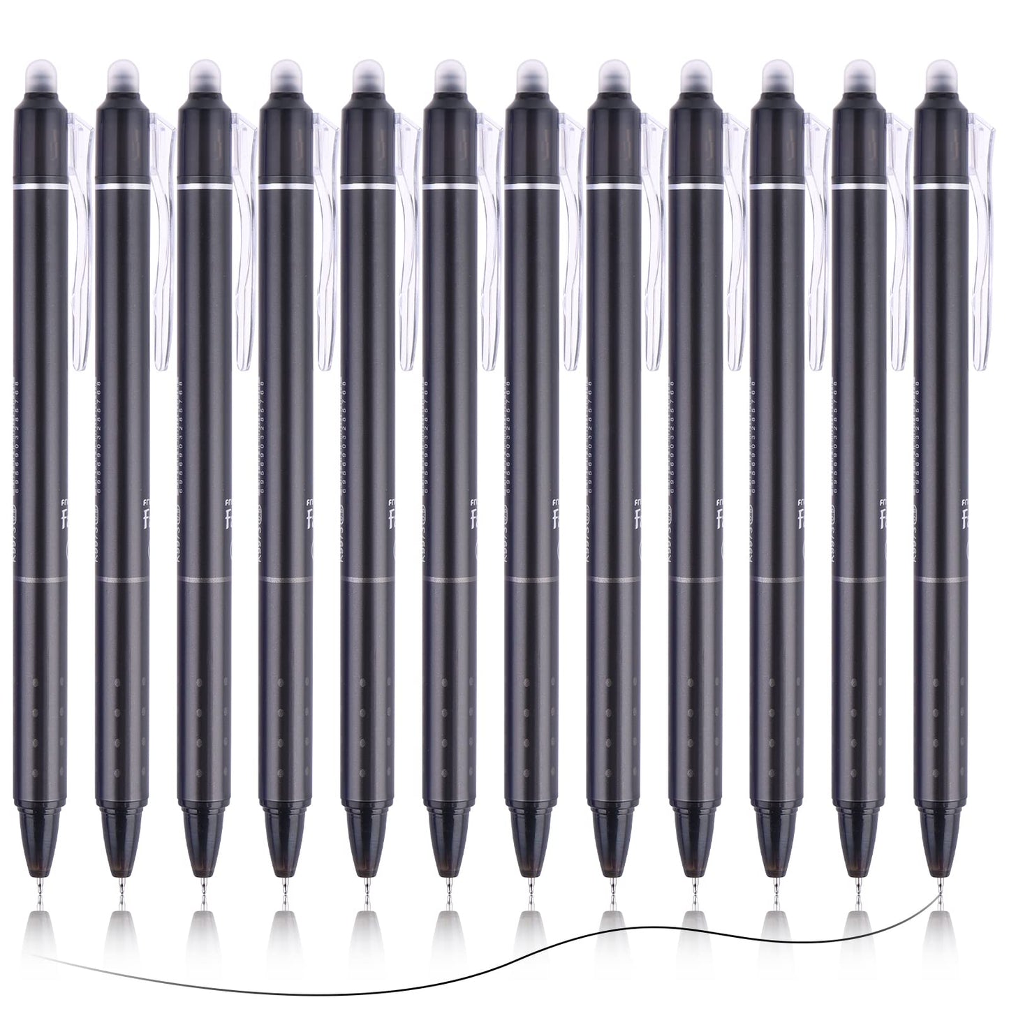 Cobee Erasable Gel Pens, 12 Pieces 0.5mm Retractable Eraser Rollerball Pen Black Ink Erasable Pen Mistakes Disappear Fine Point Pen Writing Planner Drawing School Supplies(Black)