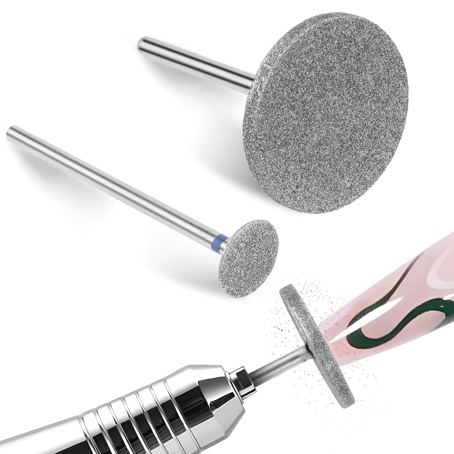 JIEYAO 2 Pcs Sanding Disc Nail Drill Bits, Flat Nail Drill Bits, Electric Foot File Replacement Head Hard Skin Remover Discs Foot Callus Removal Pedicure Supplies for Nail Salon Foot Care