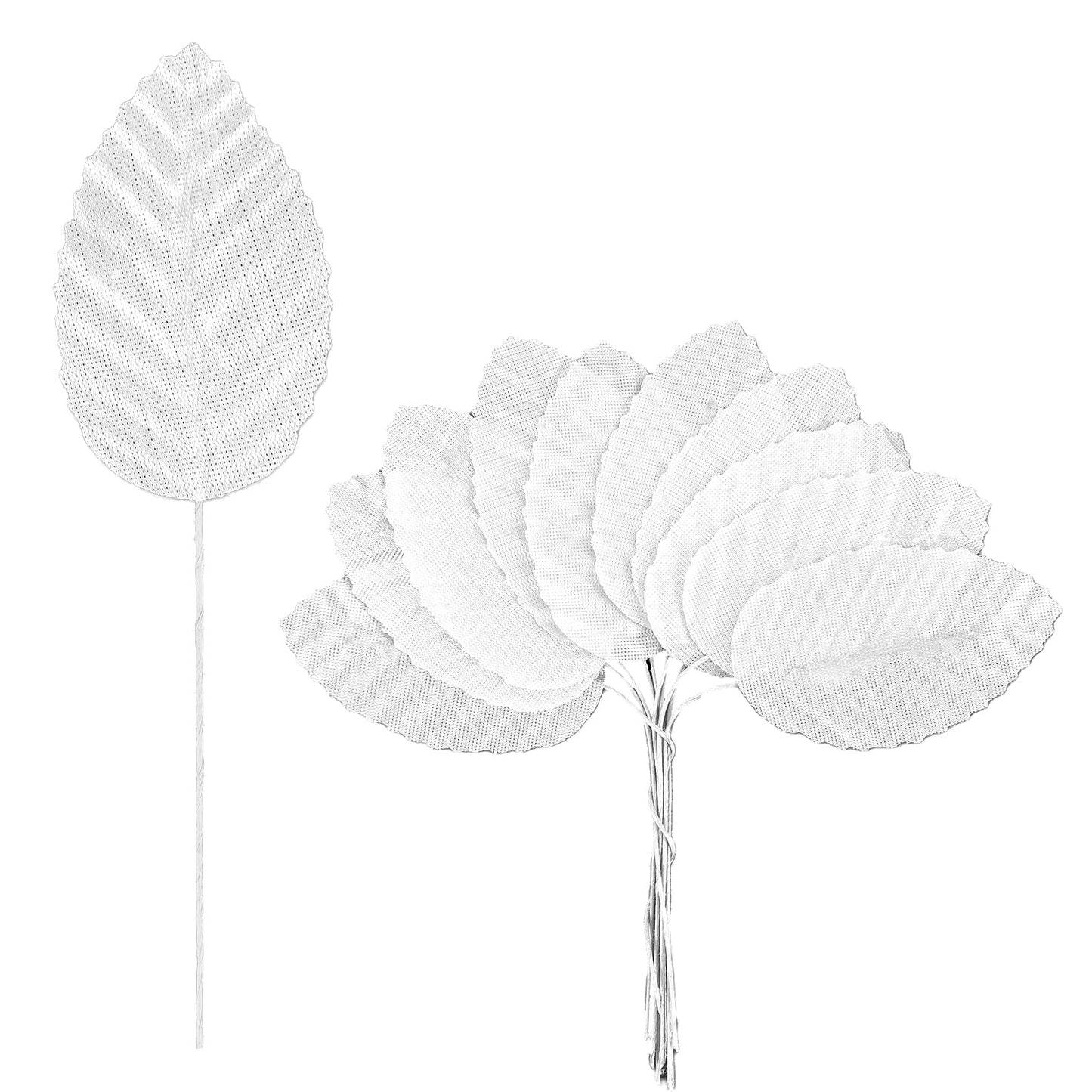 Molain 200 Pcs Artificial Green Leaves for Decoration, Artificial Fake Leaves with Stems Faux Wired Single Leaf Wire for DIY Floral Arrangements Wedding Garland Outdoor Greenery Decorations (Silver)
