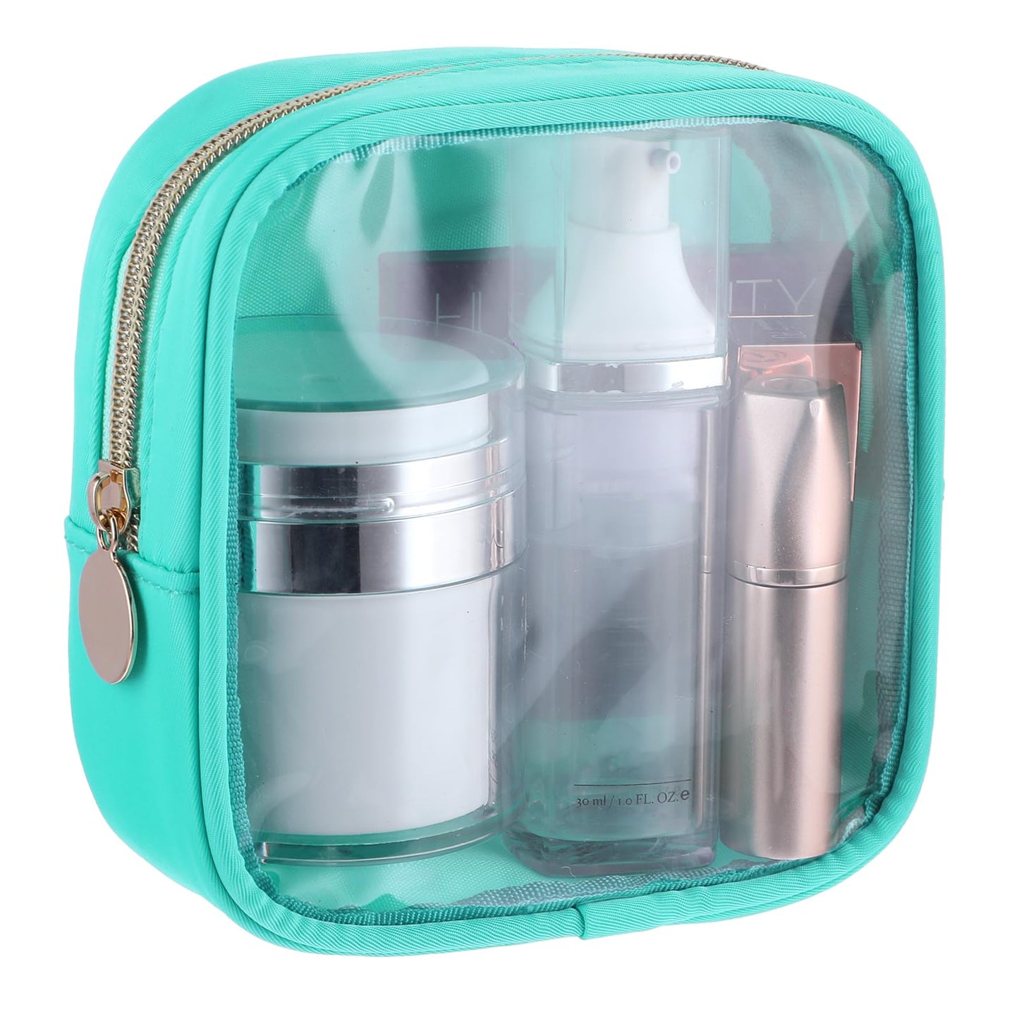 TIESOME Small Clear Makeup Bags with Zipper, Cute Waterproof Cosmetic Bag Travel Toiletry Bag PVC Transparent Makeup Organizer Bag Coin Purse Mini Makeup Bag Nylon Travel Pouch for Women(Green)