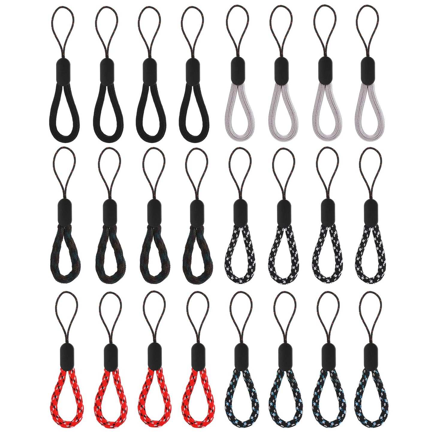 Amabro Adjustable Lanyard Finger Strap Wrist Lanyard Ring Lanyard Short Rope for Cell Phones, Phone Cases, Keys, Cameras, Etc(24PCS Multicolor)
