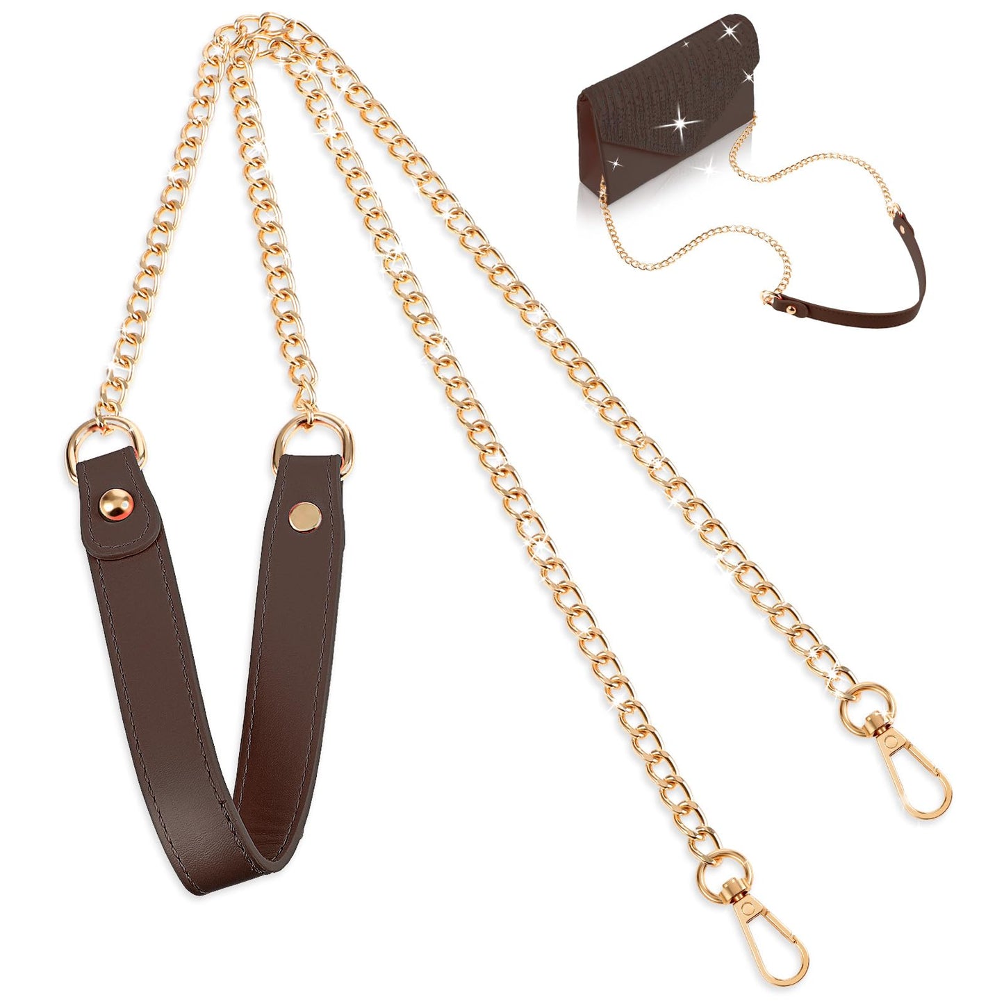 Molain 47"/120cm Purse Chain Strap, Shoulder Cross Body Sling Purse Handbag Replacement Accessories with Metal Buckles for Women Handbag Chain Strap(Khaki)
