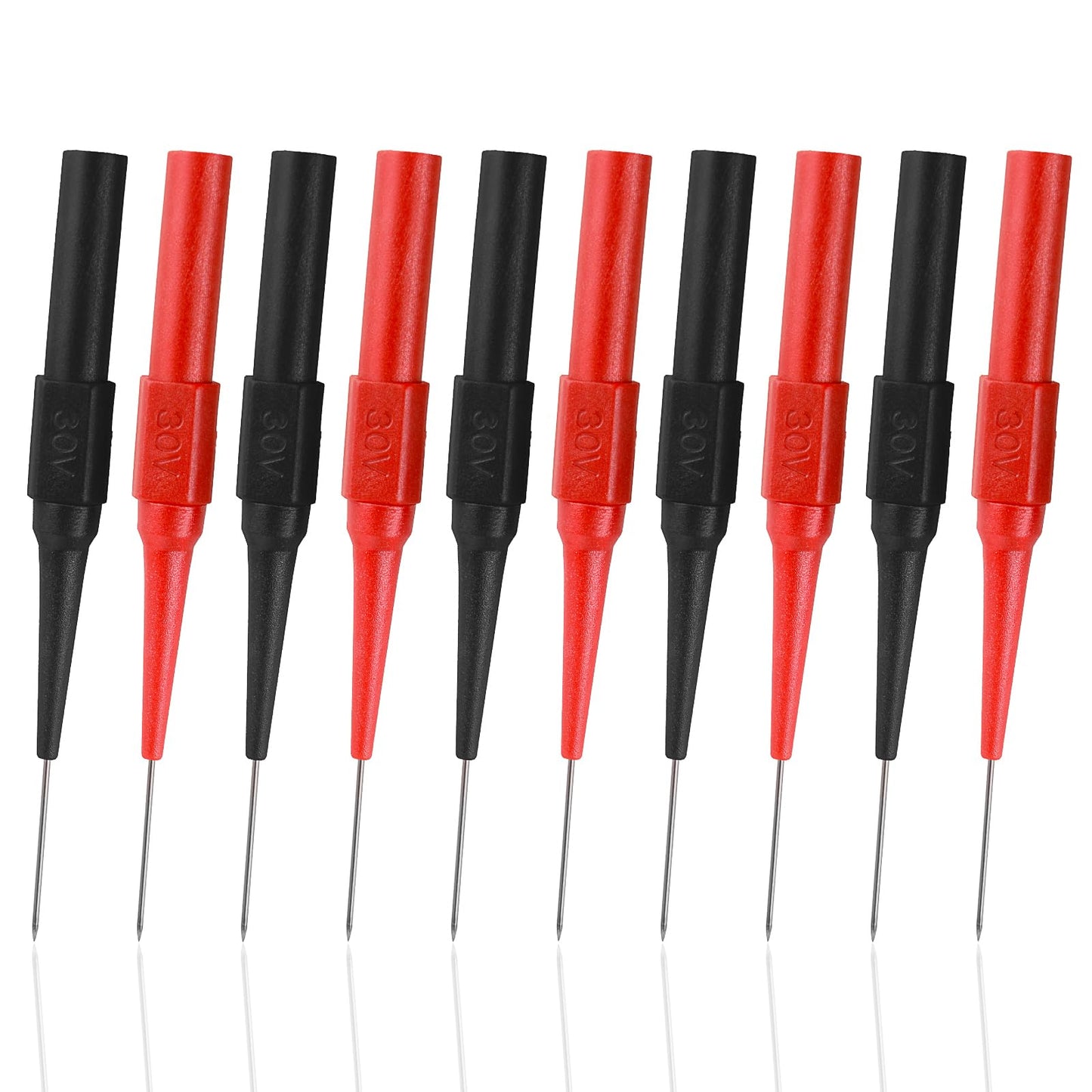 Jeffdad 10 Pcs Test Back Probe Pin, 0.7mm Wire Piercing Probe Pin, Insulation Non-Destructive Stainless Steel Pin, Multimeter Probes Car Tester For 4mm Banana Socket