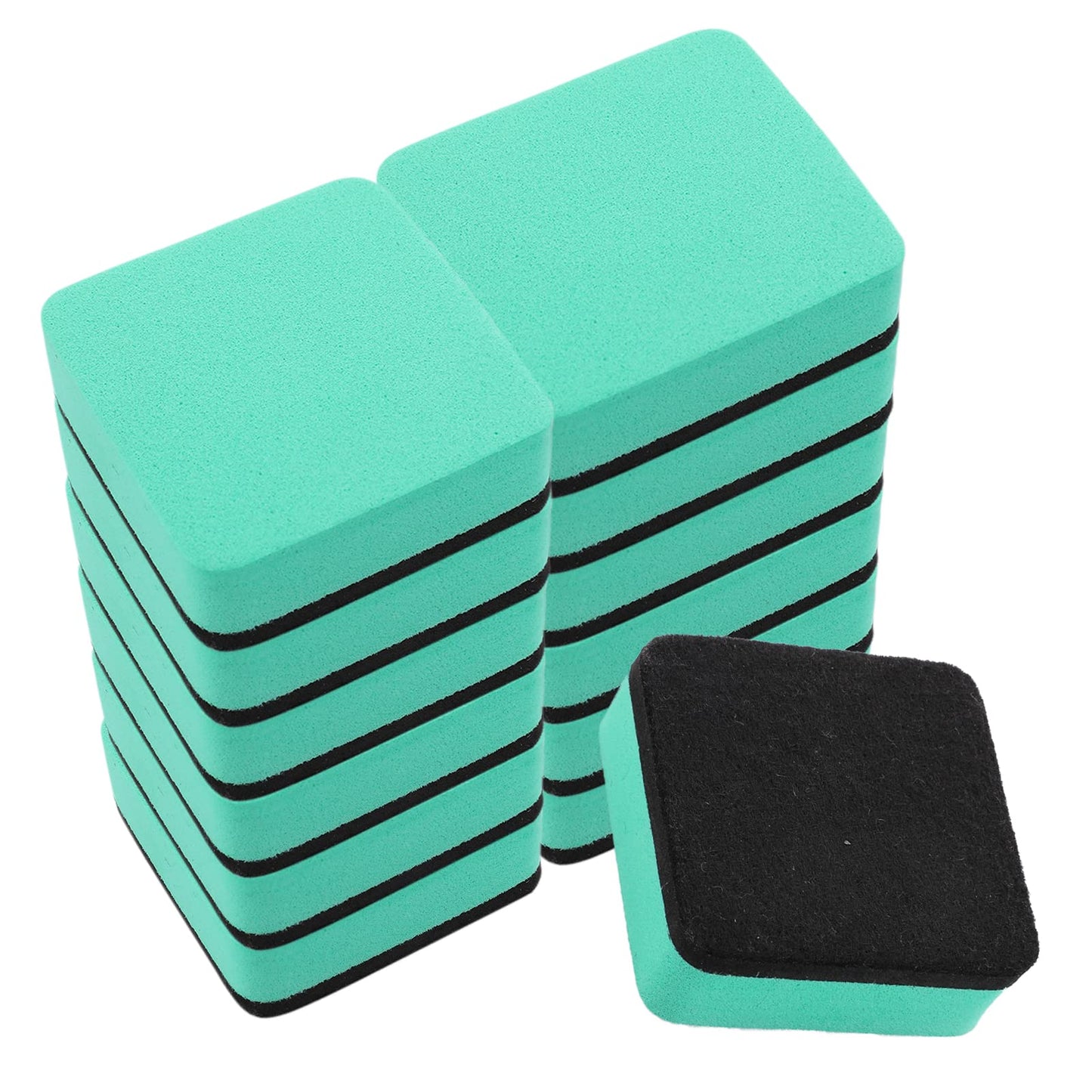 cobee Mini Dry Erase Erasers, 12 Pcs Magnetic Whiteboard Dry Erasers Chalkboard Cleaner Wiper with Thick Felt Pad Small Dry Erase Erasers for Teacher Classroom School Office Supplies(Green)