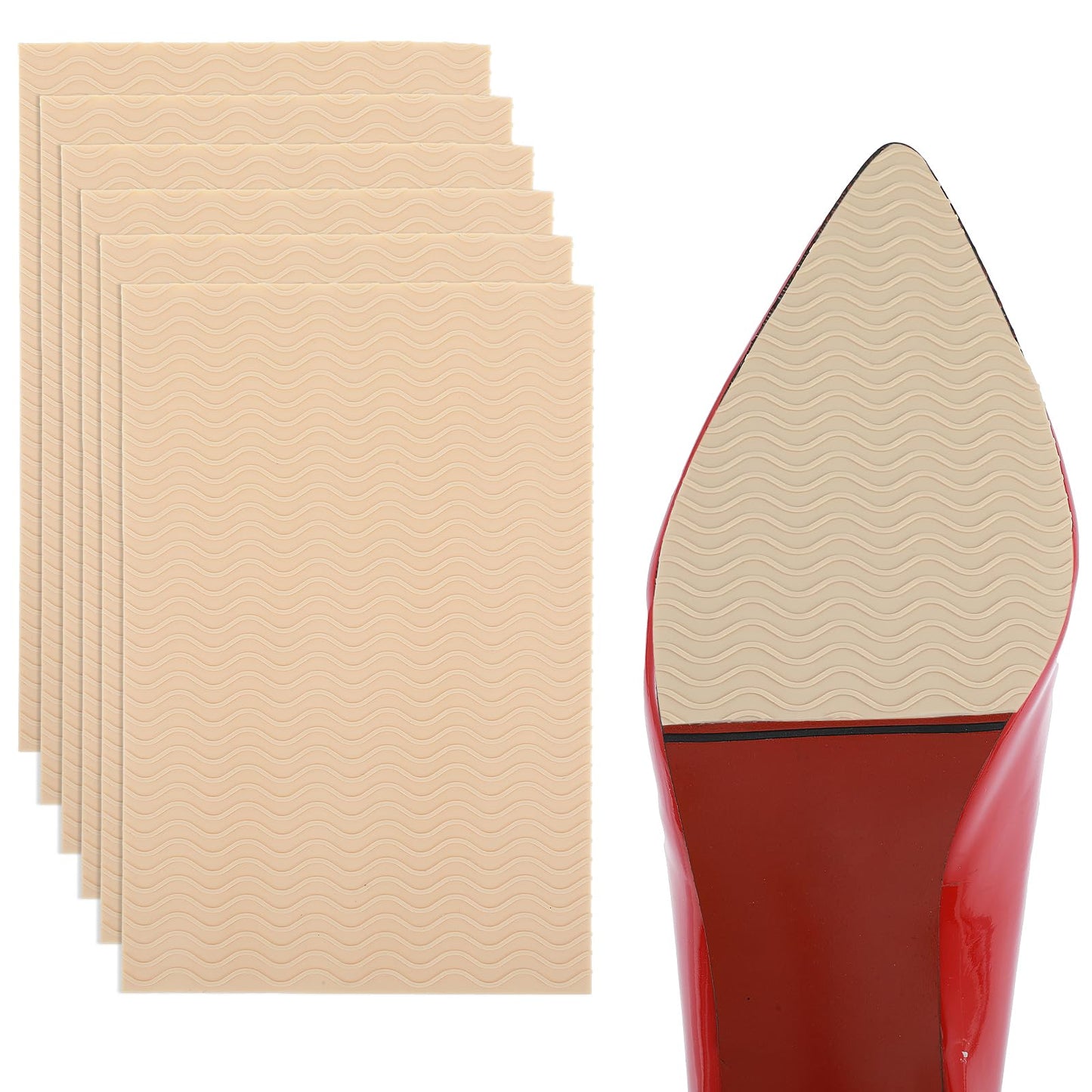 Giantree 6 Pcs Shoe Sole Protector, Self Adhesive Shoe Grips on Bottom of Shoes Non-Slip Shoe Pads Shoe Sole Guard Shoes Cushion for High-Heels Leather Shoes Anti-Slip Shoe Grips Pads for Women(Beige)