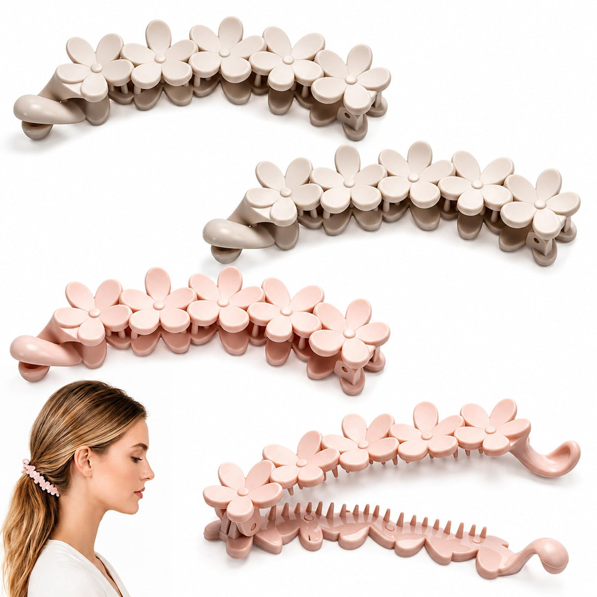 Yuanchu Banana Hair Clip Flower Shape Banana Hair Clip Pack of 4