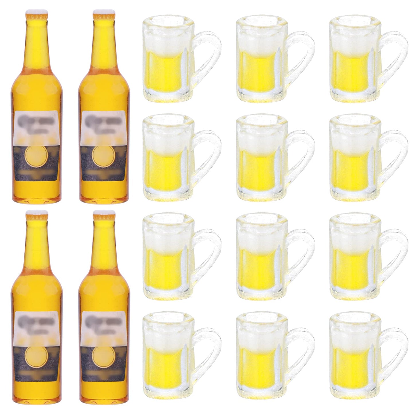 TIESOME 16 Pieces Dollhouse Miniature Beer Bottle Cups Set, 1:12 Mini Wine Bottle Cups Doll House Wine Glasses Model Miniature Drink Set Dollhouse Accessories for Pretend Play DIY Fairy Garden