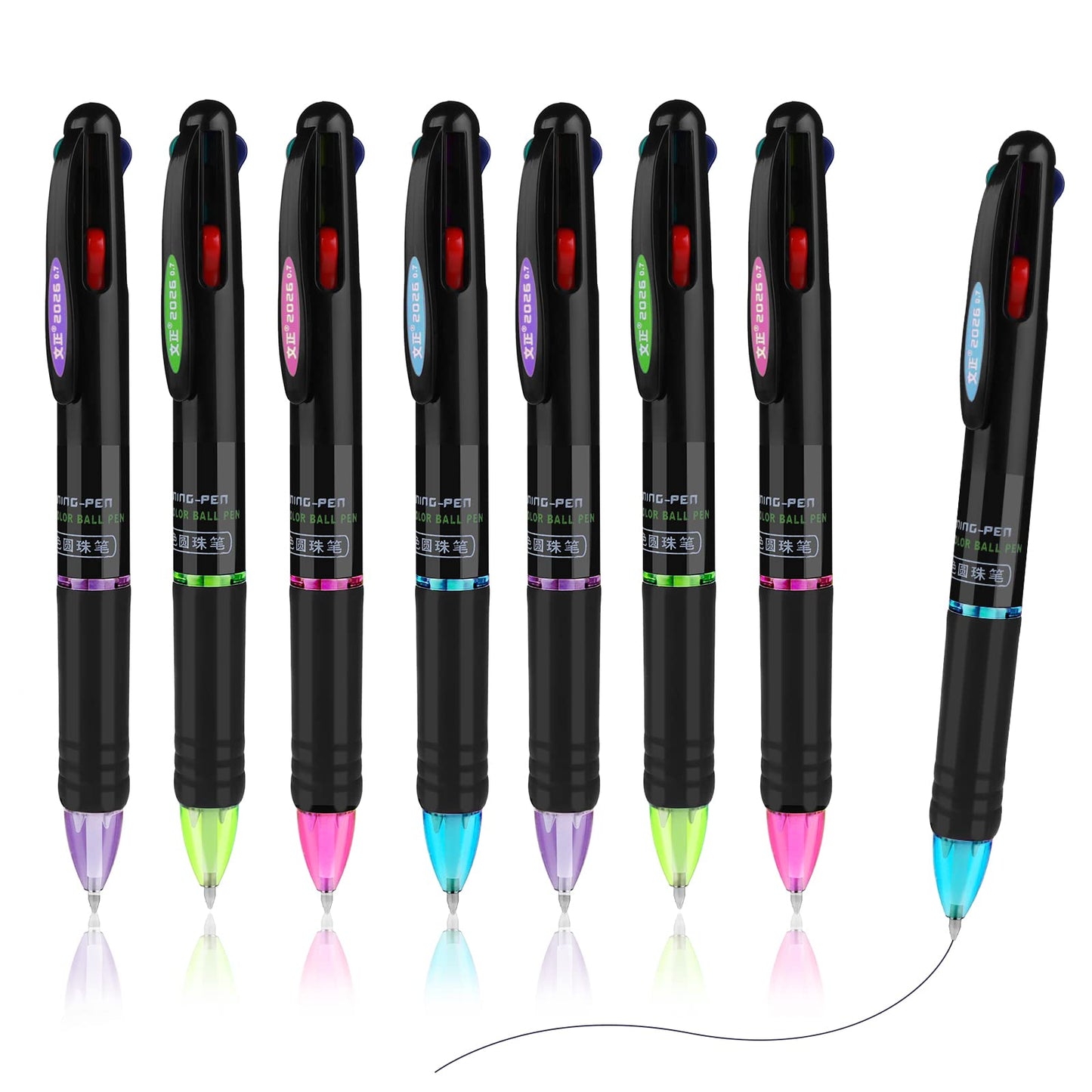TIESOME 8 Pcs Retractable Ballpoint Pens, 4-in-1 Multicolor Pens Medium Point 1.0mm Retractable Ballpoint Gift Pens for Office School Supplies Students Children Kids Party Favors