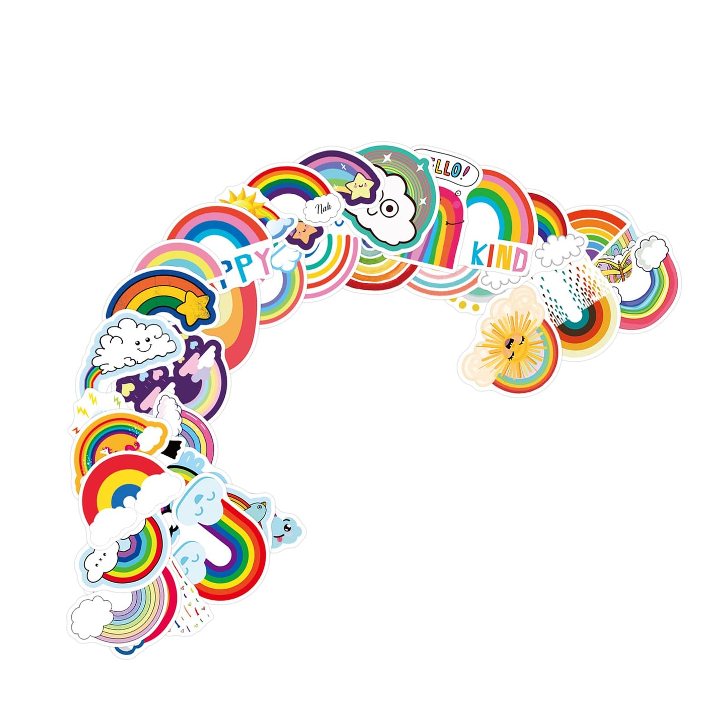 Amaxiu 100pcs Rainbow Stickers, Boho Vinyl Sticker Decals Waterproof Rainbow Graffiti Scrapbooking Labels Rainbow Bridge Stickers for Water Bottles, Laptop, Guitar, Phone Case, Luggage