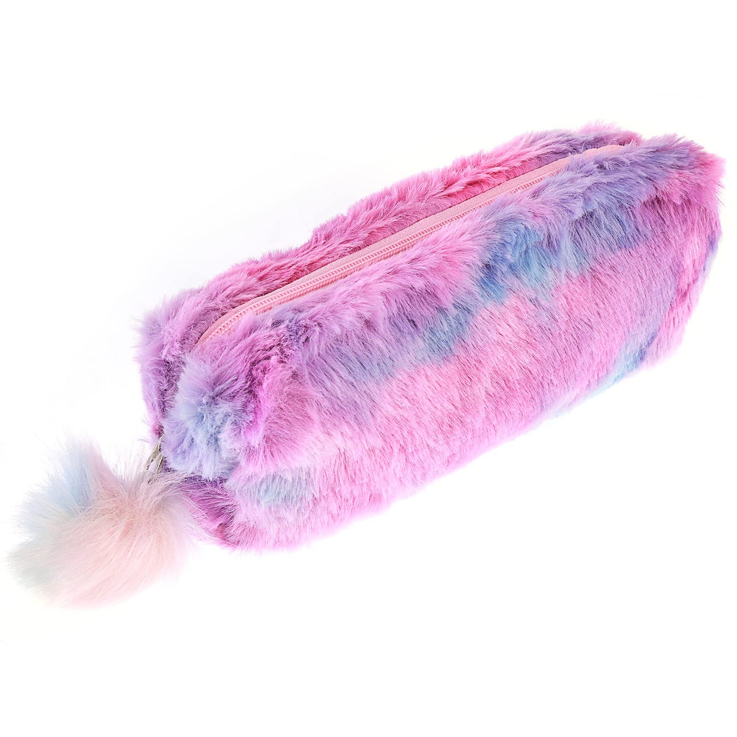 cobee Rainbow Pen Pencil Case, Cute Furry Pen Bag Plush Fluffy Pencil Pouch Soft Pencil Holder Zipper Stationery Bag Portable Cosmetic Bag Makeup Organizer School Supplies(Gradient Purple)