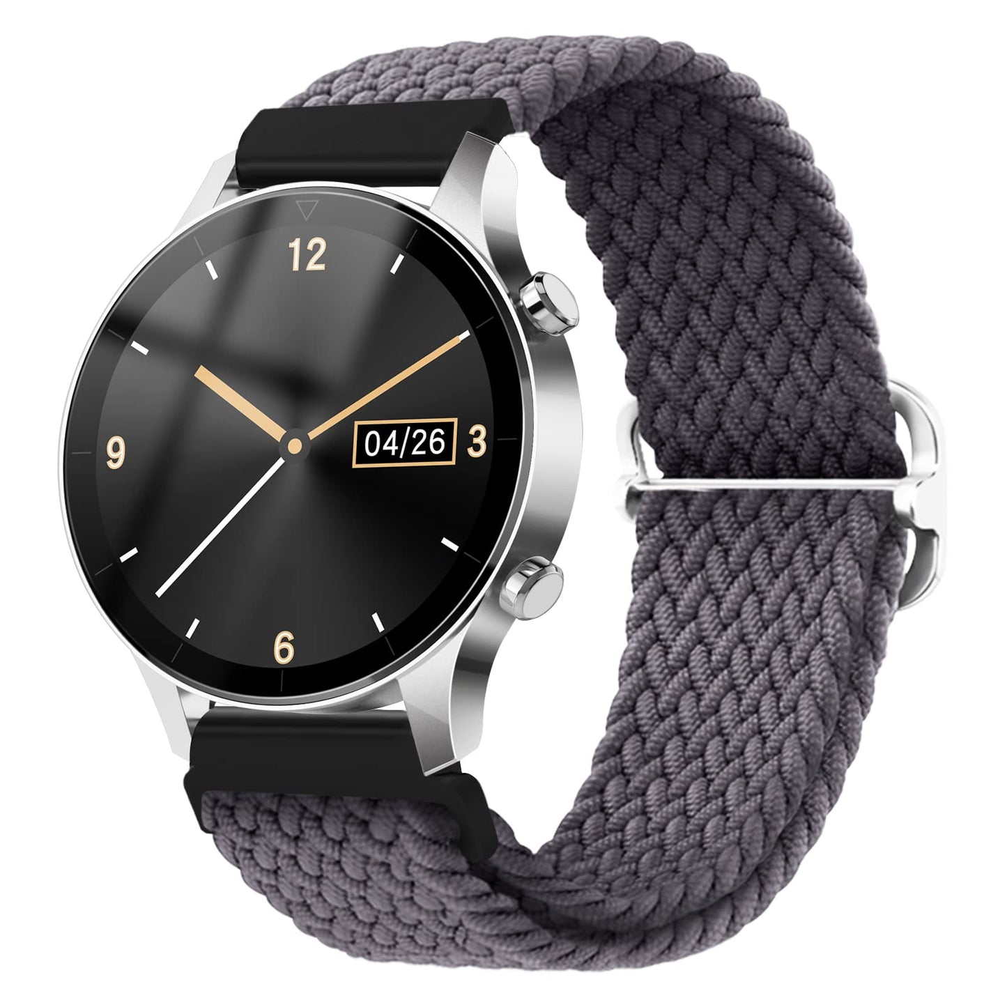 cobee Stretchy Sport Wristband, Stretchy Braided Solo Loop Bands with Slider Buckle Adjustable Elastic Strap Replacement Elastic Nylon Watch Band for Men Women Smartwatch(Gray, 22mm)