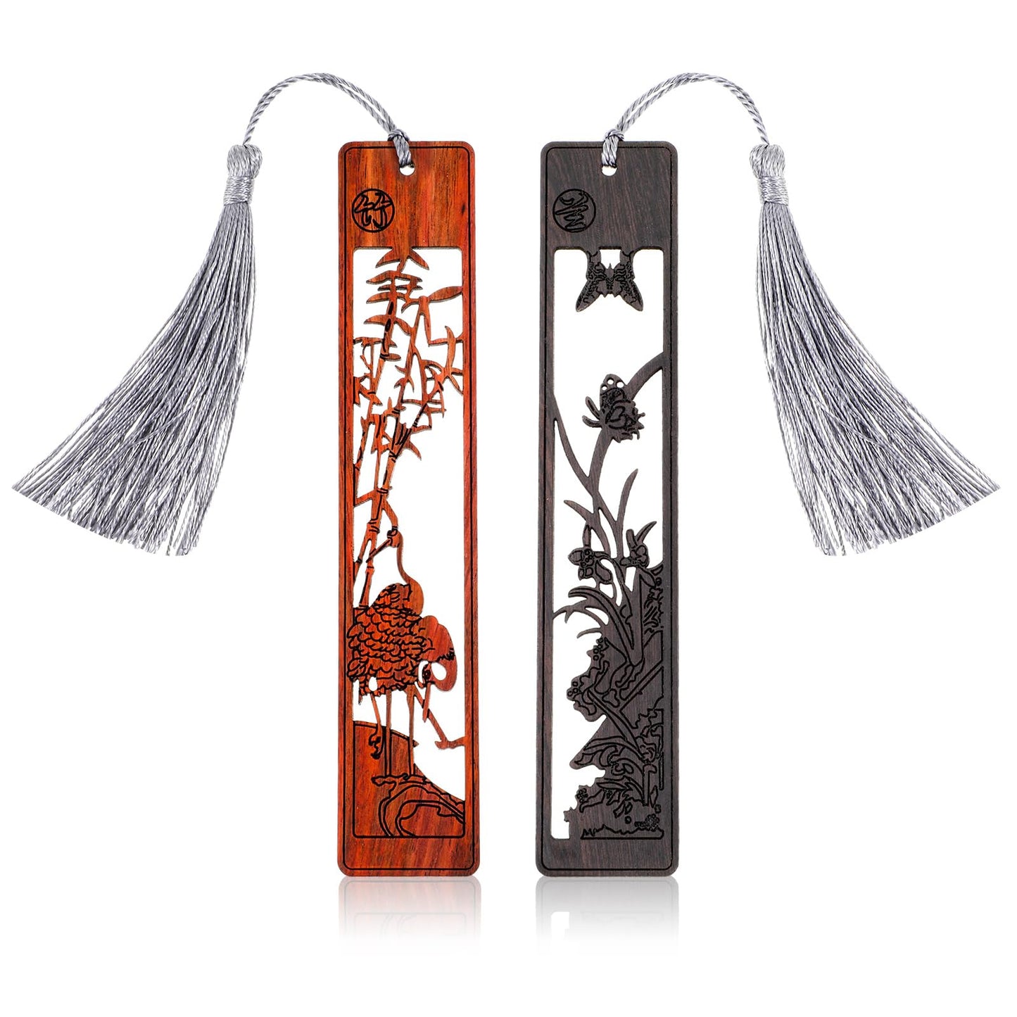 Amaxiu Wooden Bookmarks for Book Lovers, 2 Pack Handmade Wooden Bookmarks Valentines Day Gifts for Him Her Hollow Carving Craft Bookmarks Couple Vintage Book Mark Wedding Anniversary Men Women Gift(A)