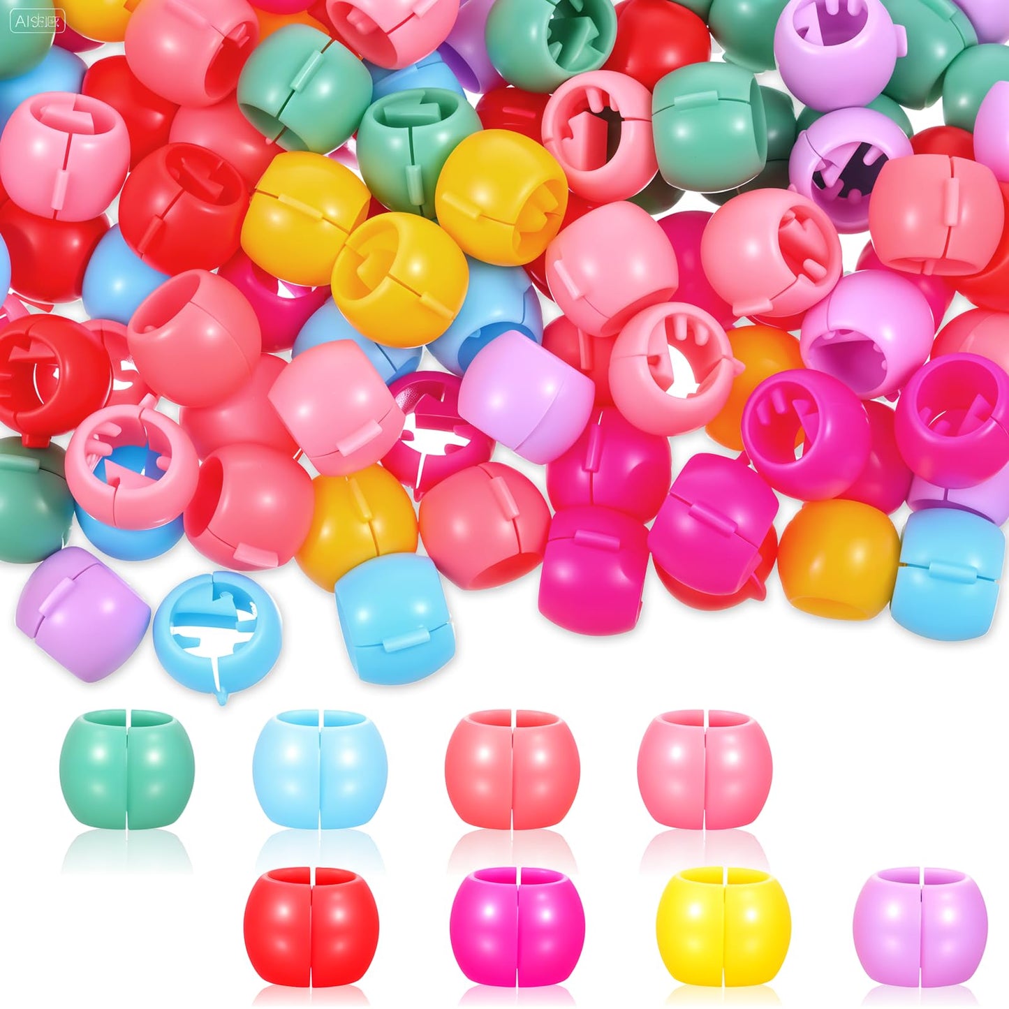DOPENSPI 350 PCS Rainbow Mini Claw Hair Clips, Colorful Beads for Hairs Braids Mini Hair Bead Clips Tiny Jaw Clip Cute Candy Clip On Hairs Beads Head Accessories for Women Girls Kids