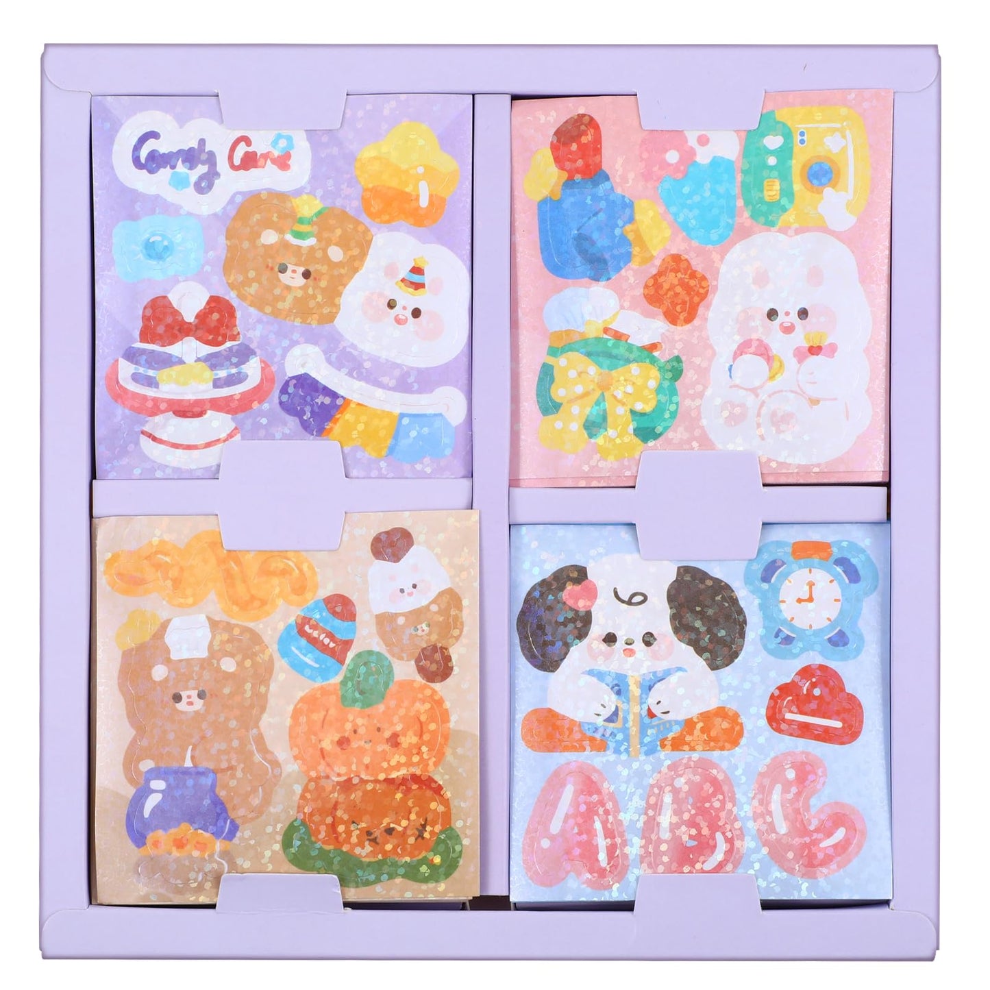 TIESOME Animal Scrapbooking Laser Stickers, 100 Sheets Cute Animal Shiny Stickers Waterproof, Kawaii Glitter Decoration Decal Bling Water Bottle Sticker Synthetic Paper Decals for Album Card Making(B)