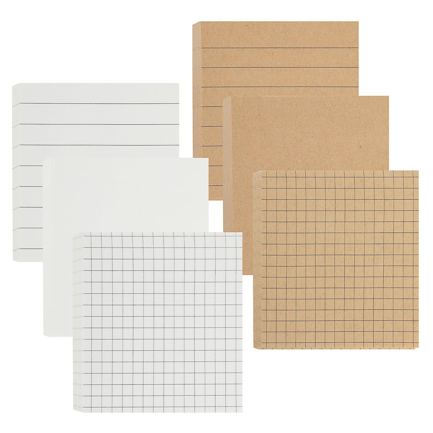 Jeffdad 480 Pcs Sticky Notes 3x3 Inches, 6 Packs Kraft Paper Eye Protection Adhesive Self-Stick Notes, Reminders Memo Notes for Office Home School Meeting