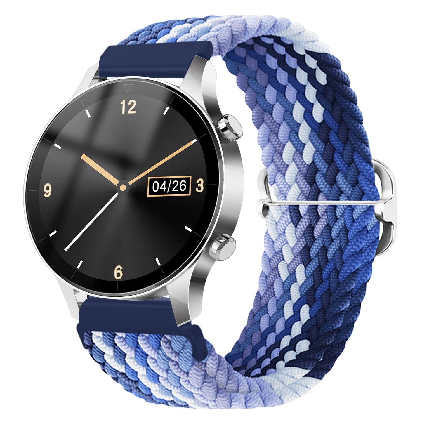 cobee Stretchy Sport Wristband, Stretchy Braided Solo Loop Bands with Slider Buckle Adjustable Elastic Strap Replacement Elastic Nylon Watch Band for Men Women Smartwatch(Gradient Blue, 22mm)