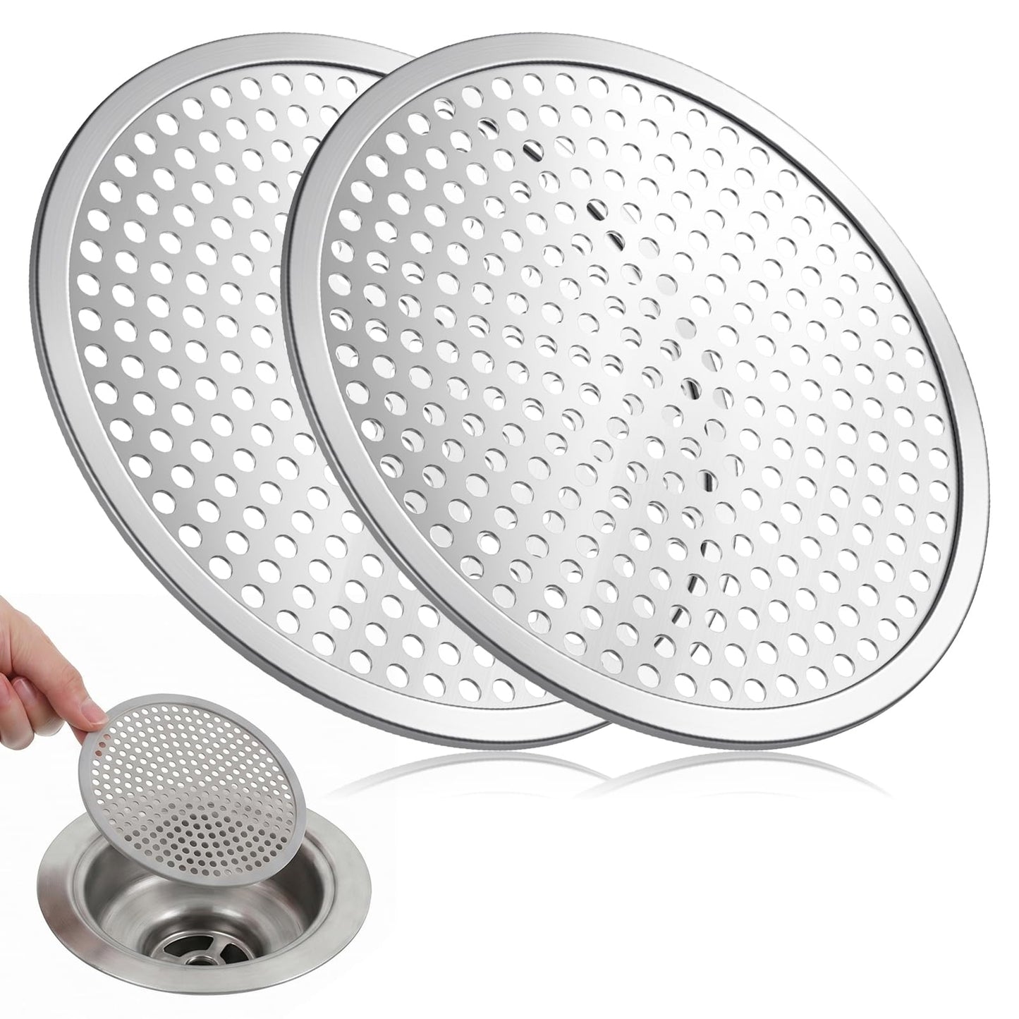 HJZHII 2PCS Shower Drain Hair Catcher, 4.72" Round Shower Drain Cover