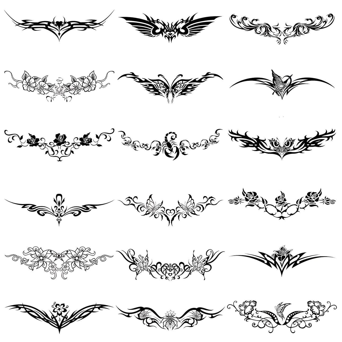 MBAIYO Pack of 18 Fake Tattoos, Temporary Tattoos, Realistic Waterproof Temporary Tattoos for Adults, Tattoo Stickers, Skin Antlers, Hand Tattoo, Scar Cover