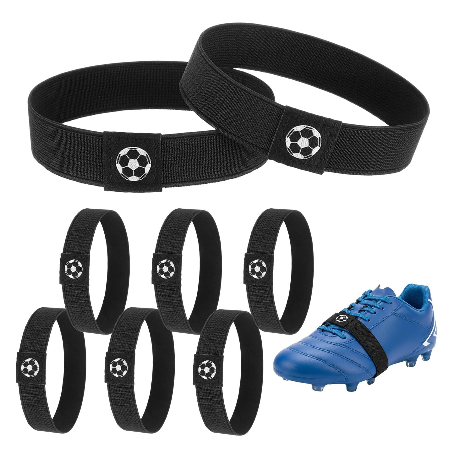 XLIUAX Pack of 8 Football Boots Fixing Strap, Shoelaces Fixing Tape Football, Tear-Resistant Holder Against Loosening Bows, Suitable for Sports Leisure Shoes, L-26 cm, 24-26