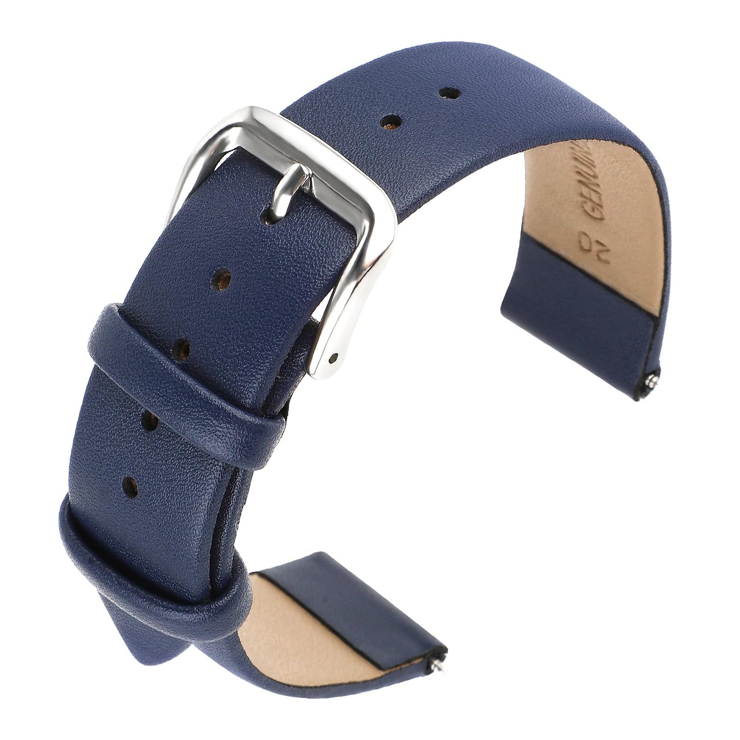 cobee Leather Watch Straps, Soft Calfskin Leather Watch Band Quick Release Leather Replacement Watchband for Men Women Universal Watches Bracelet Stainless Steel Clasp Buckle(Dark Blue, 20mm)
